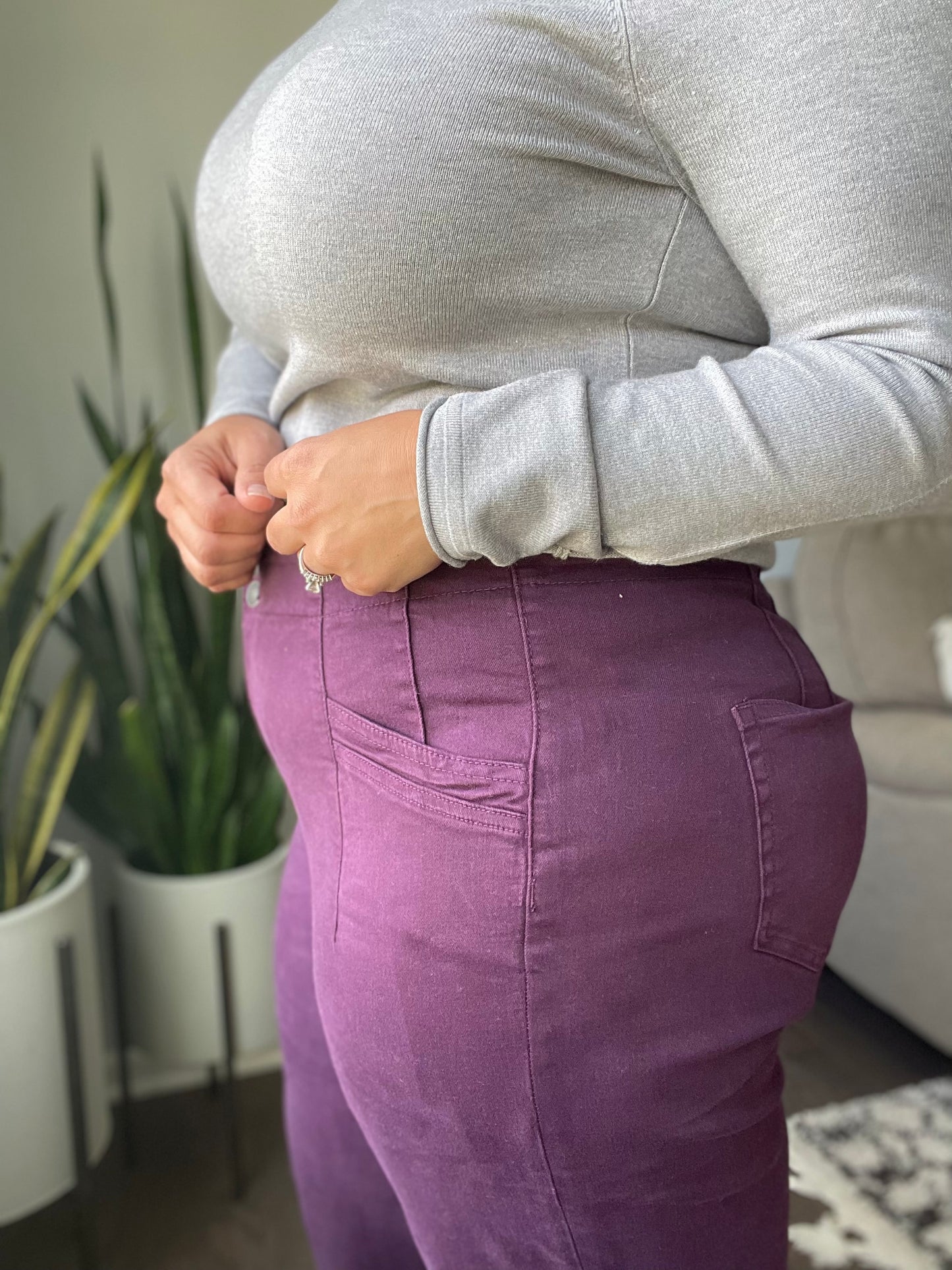 Petunia High Rise Wide Leg Jeans in Plum