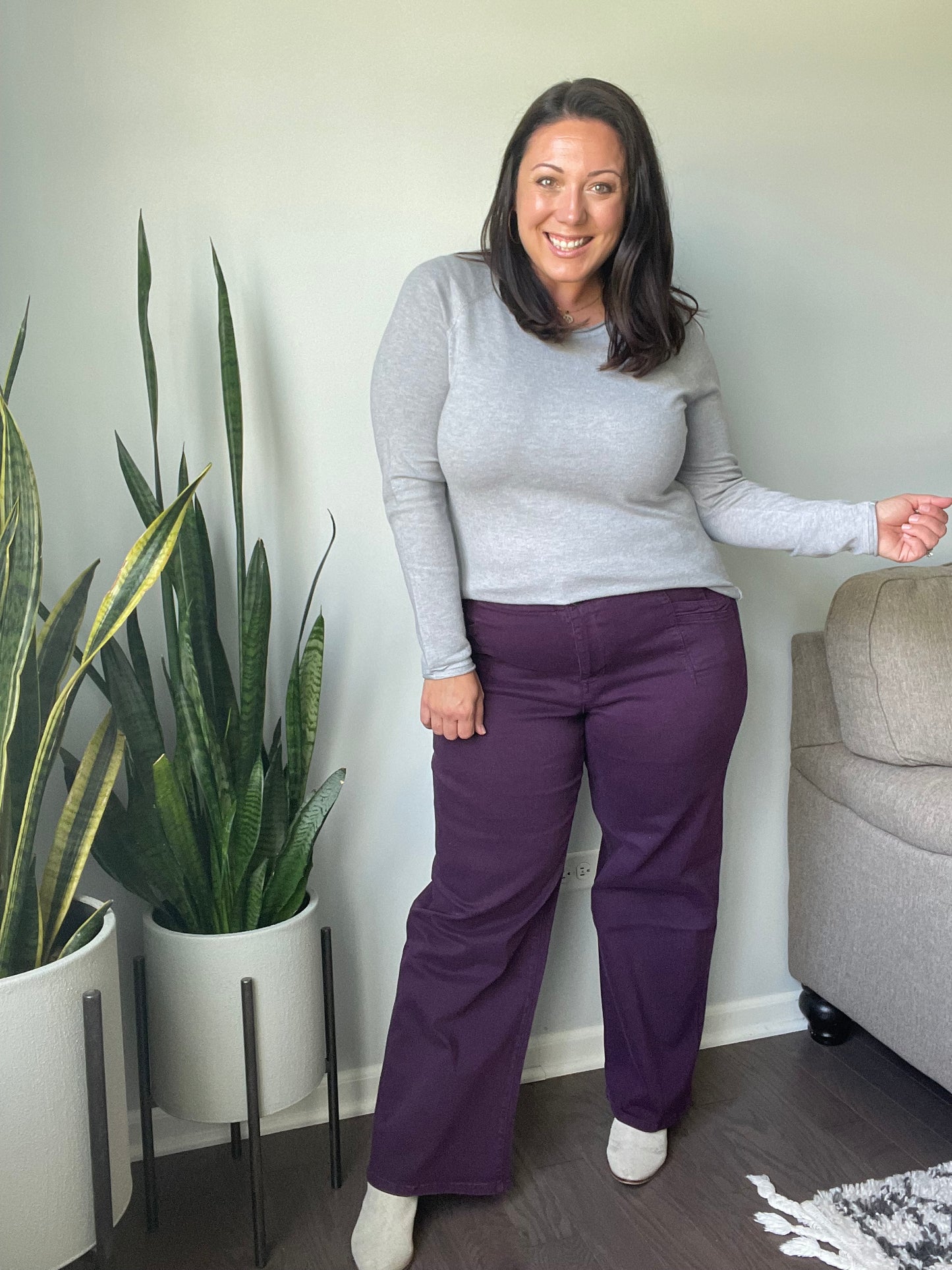Petunia High Rise Wide Leg Jeans in Plum