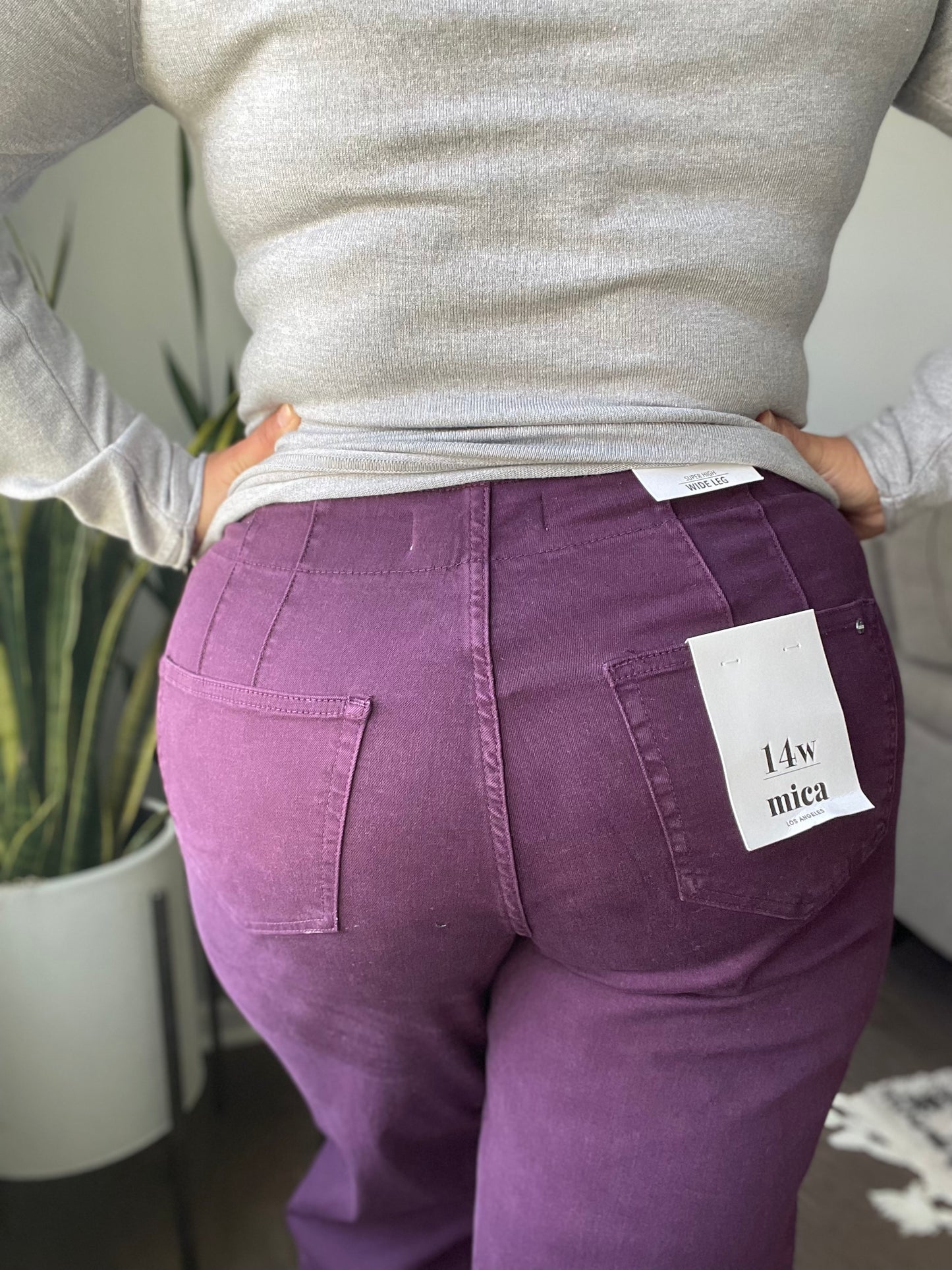 Petunia High Rise Wide Leg Jeans in Plum