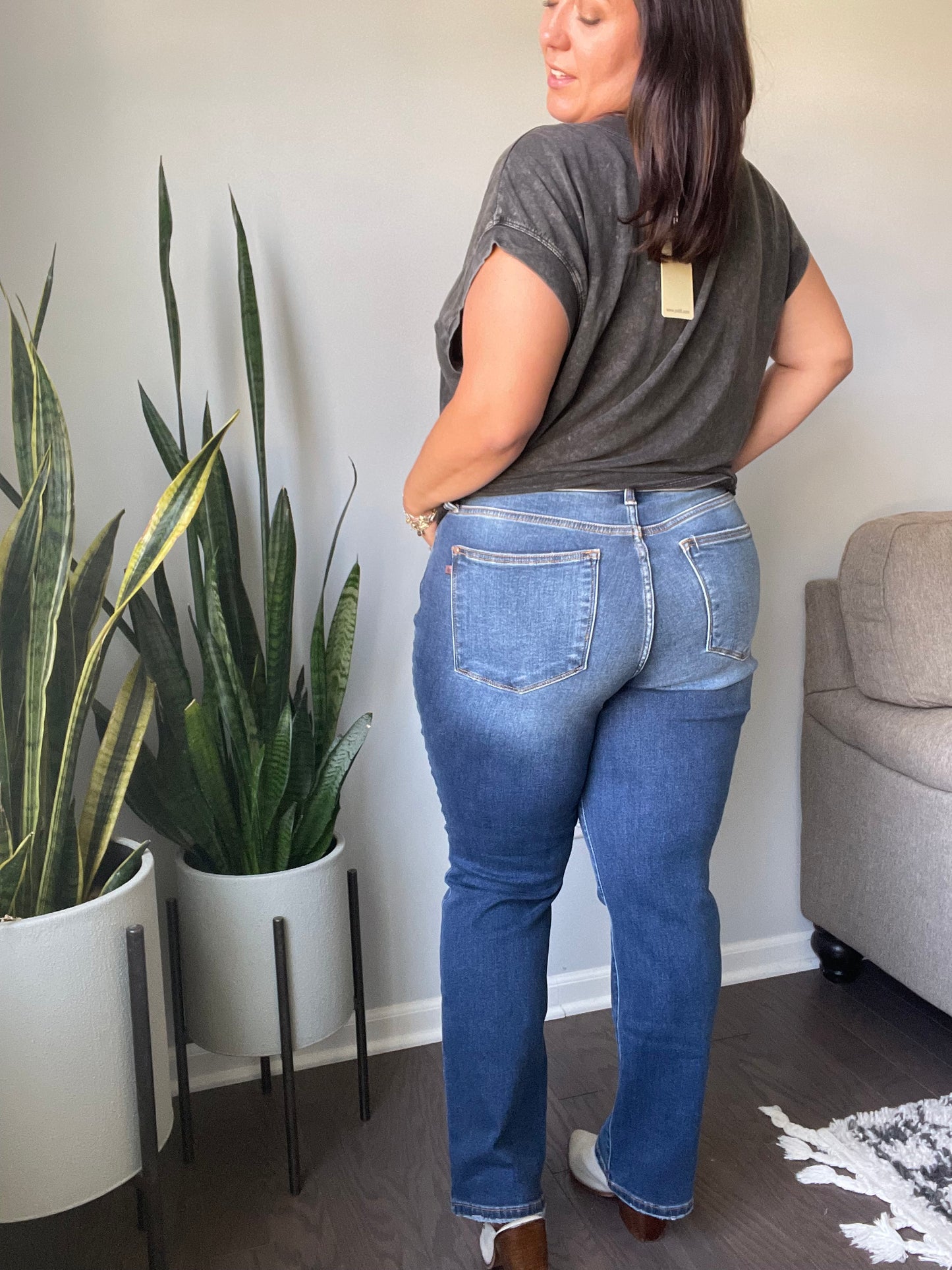 Estelle High Waist Thermal Straight Jeans