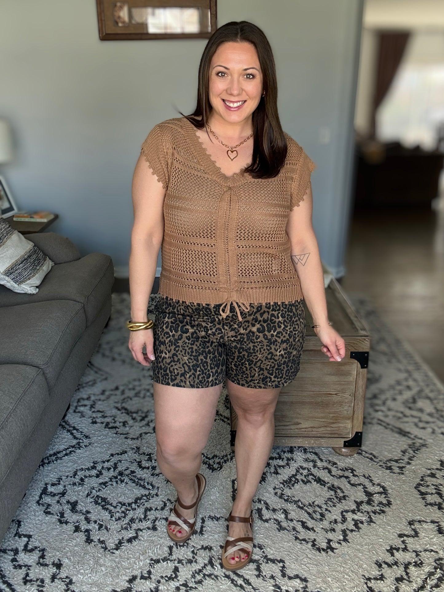 Ruched Sweater Knit Top In Sahara