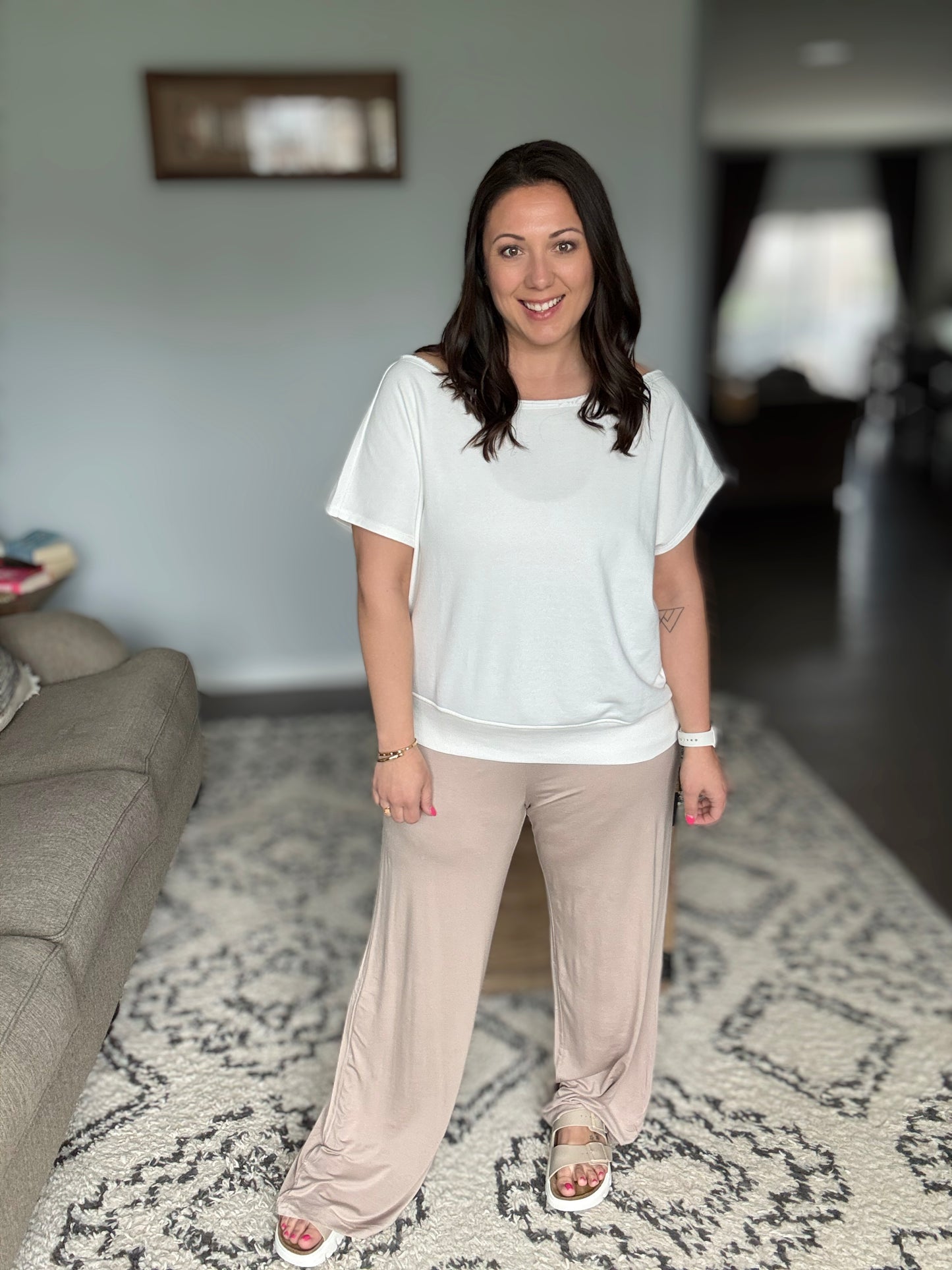 Chase the Pace Wide Leg Bottom in Taupe