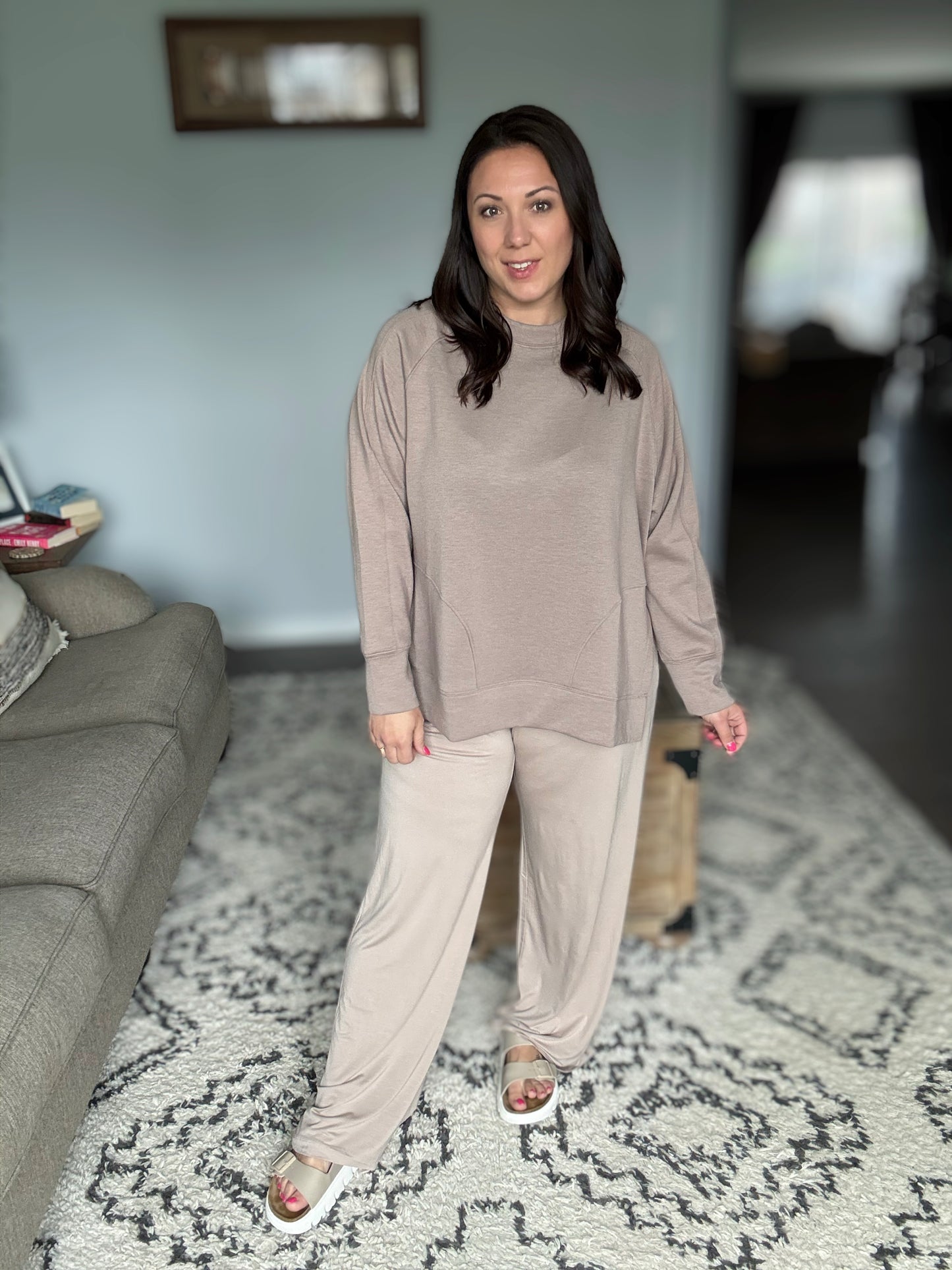 Chase the Pace Wide Leg Bottom in Taupe
