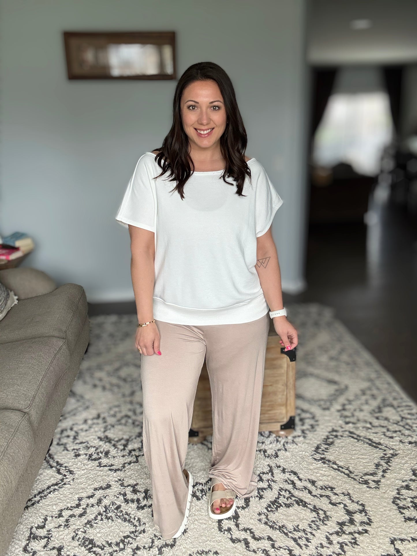 Chase the Pace Wide Leg Bottom in Taupe