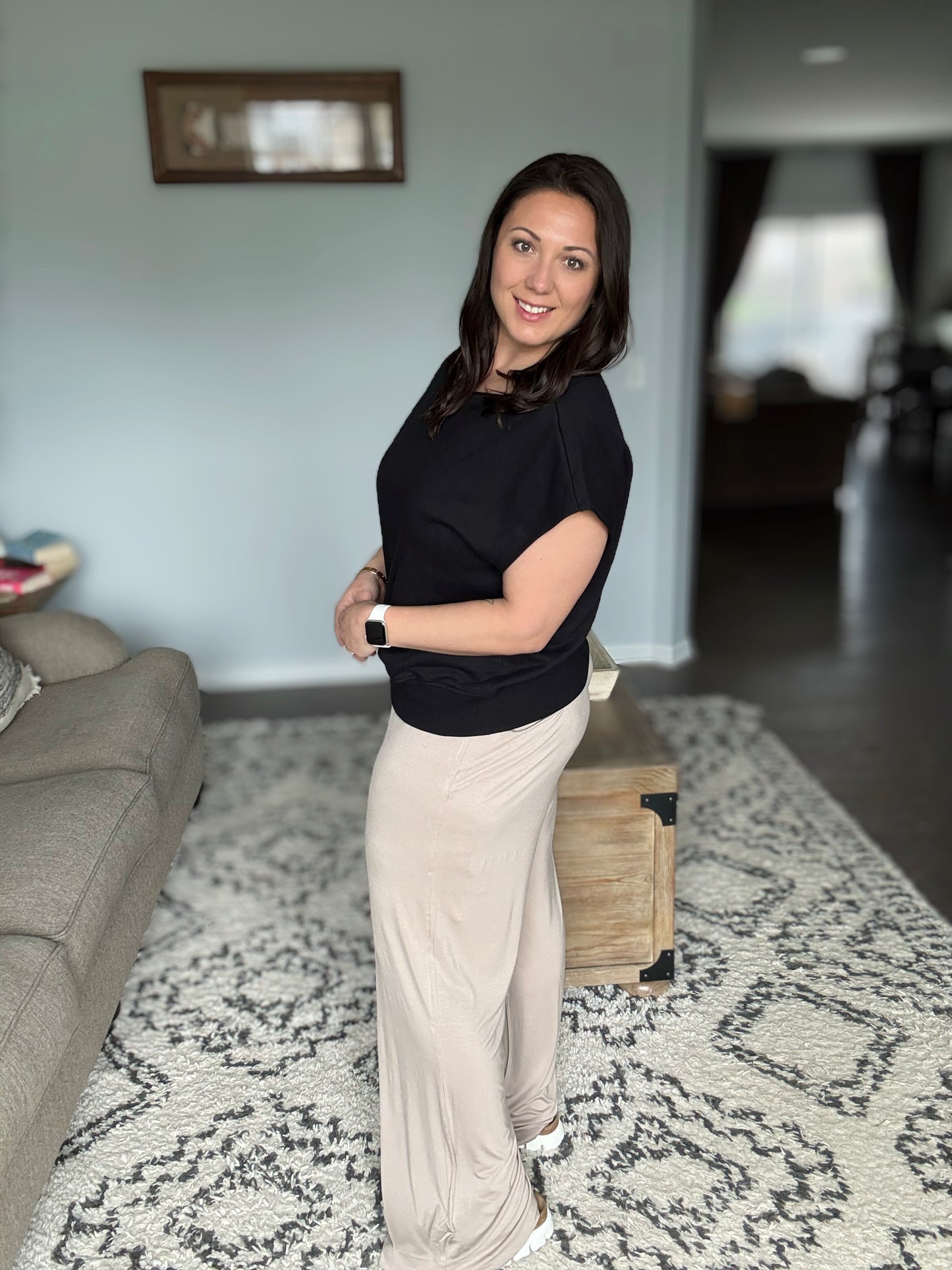 Chase the Pace Wide Leg Bottom in Taupe