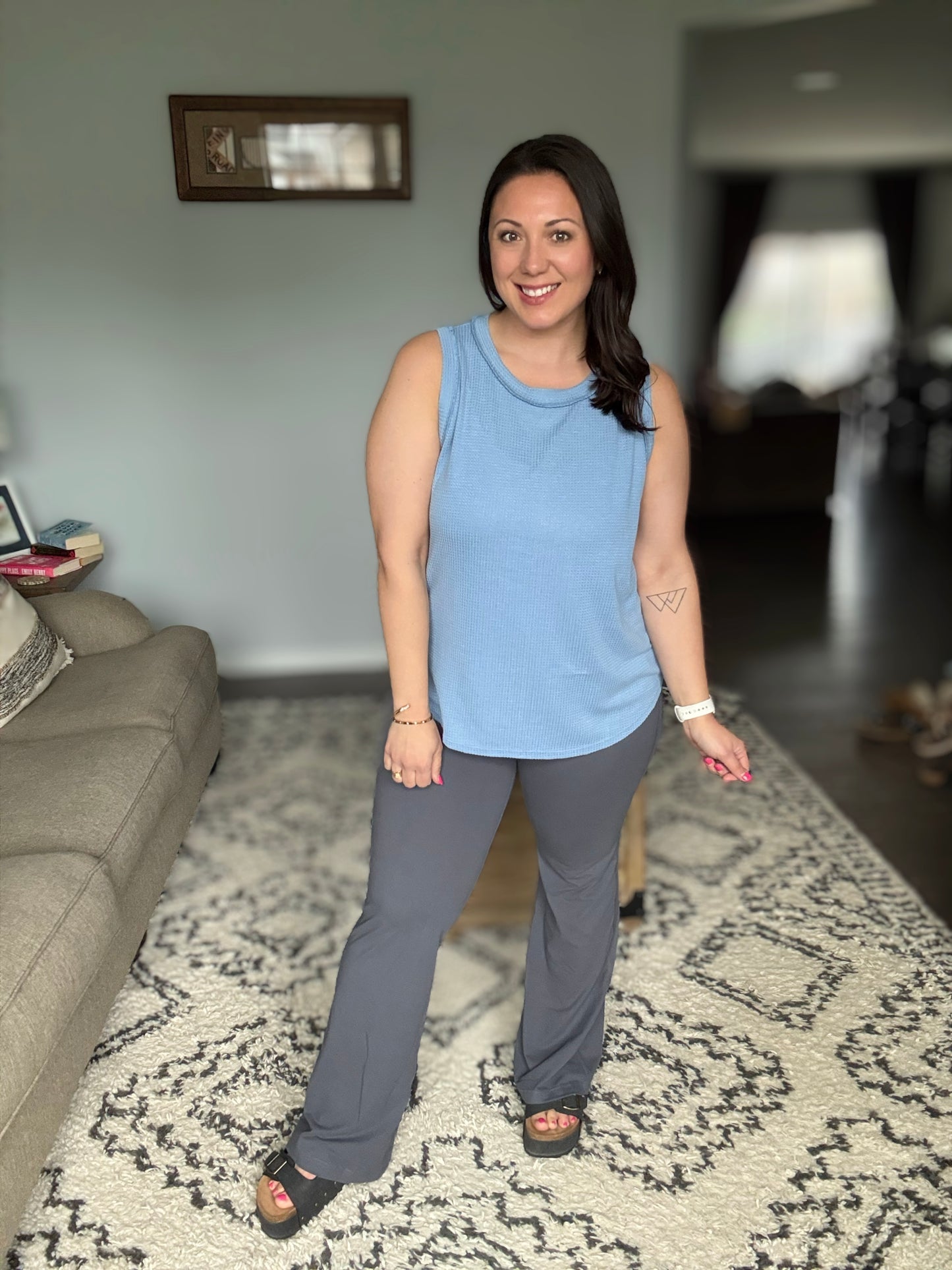 Motion Mastery Flared Yoga Pants in Titanium