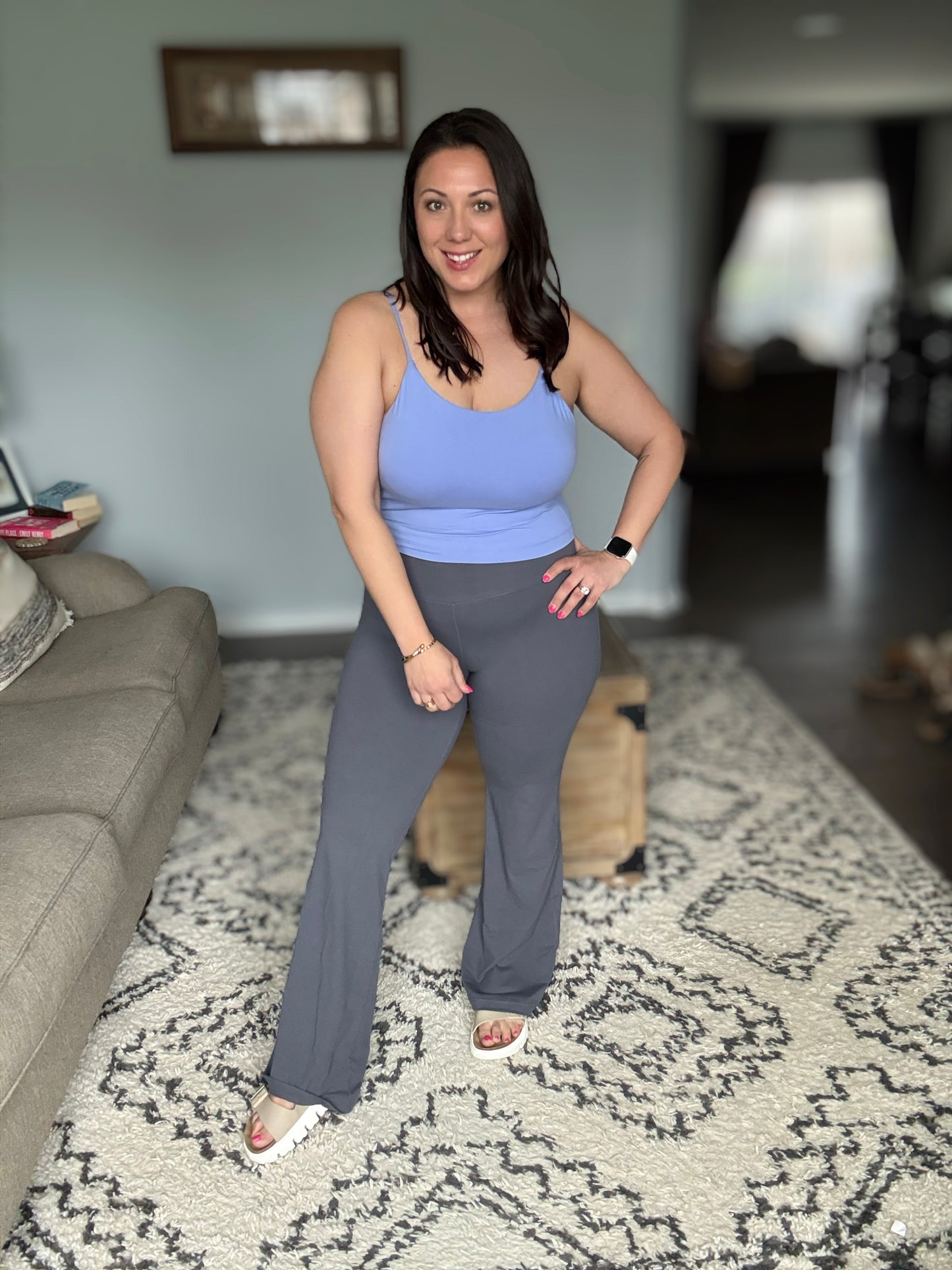 Motion Mastery Flared Yoga Pants in Titanium