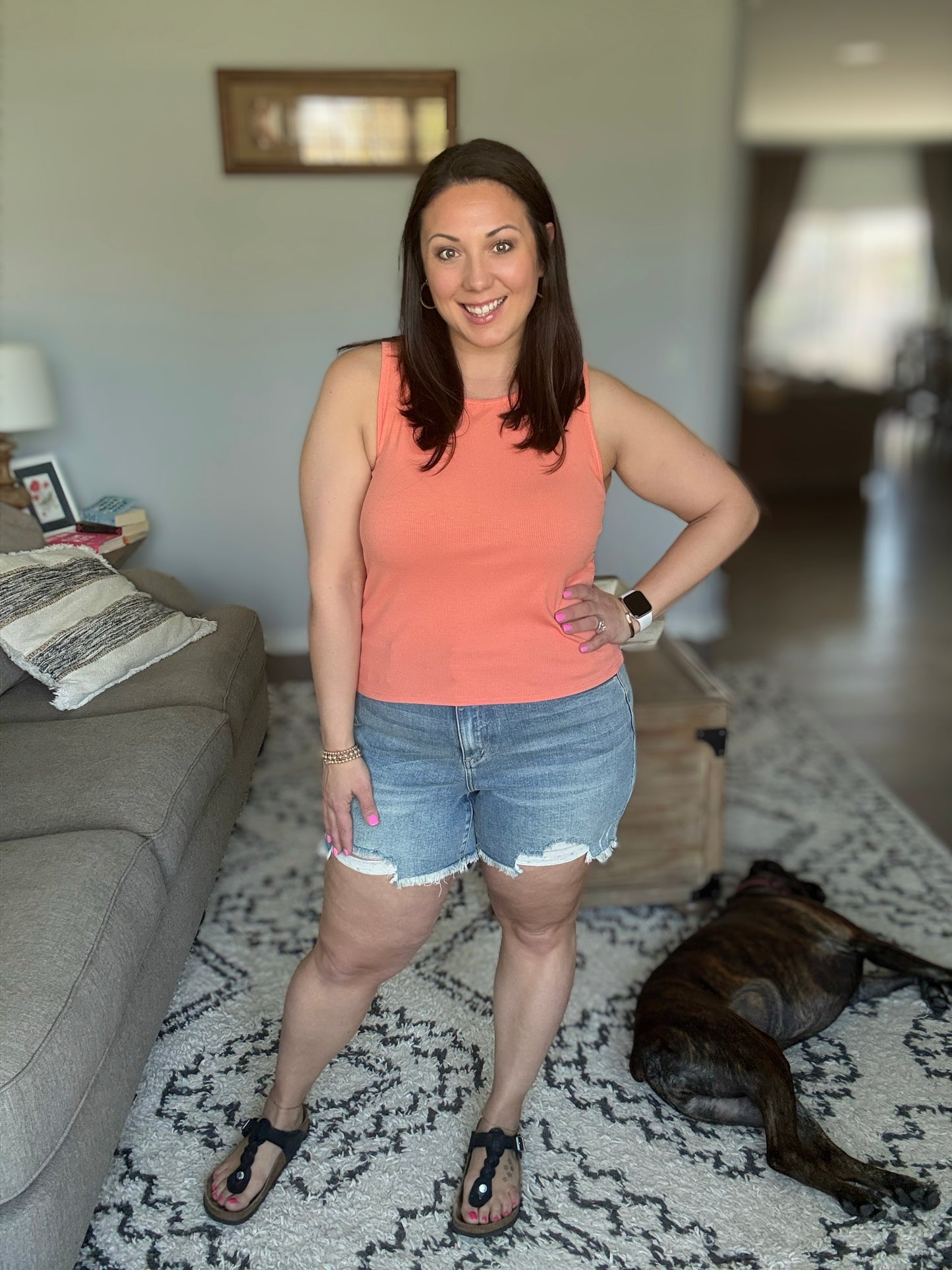 Judy Blue Kat High Rise Fly Stitch Destroyed Denim Shorts