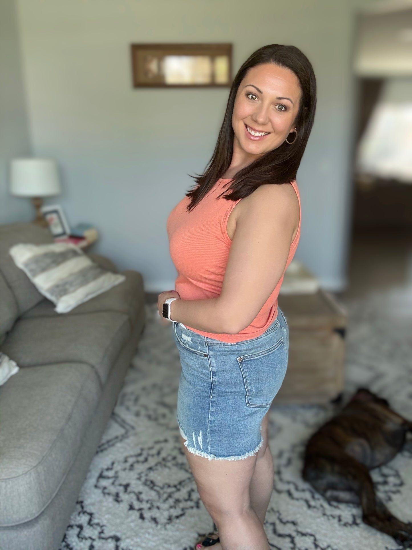 Judy Blue Kat High Rise Fly Stitch Destroyed Denim Shorts