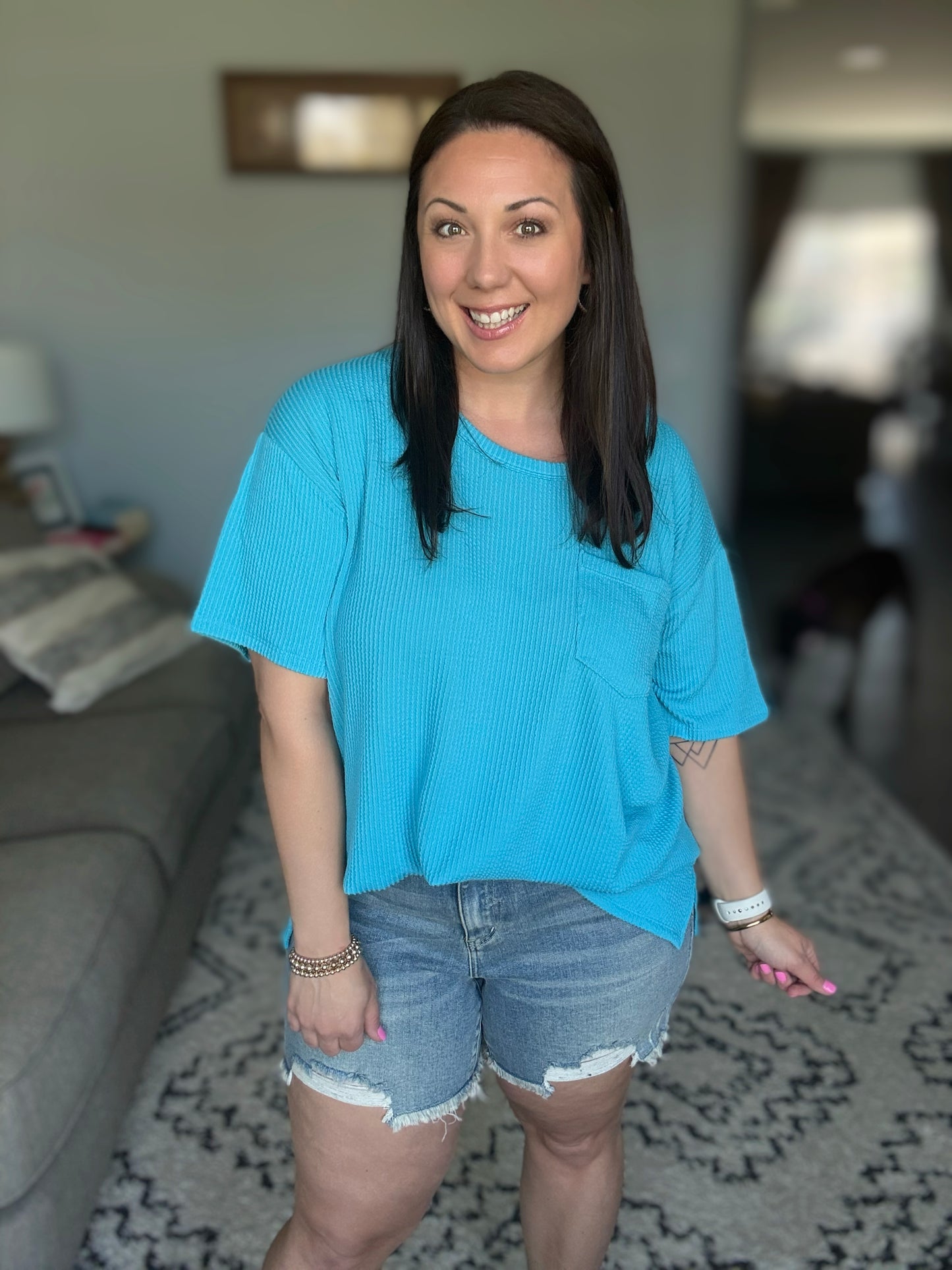 Judy Blue Kat High Rise Fly Stitch Destroyed Denim Shorts