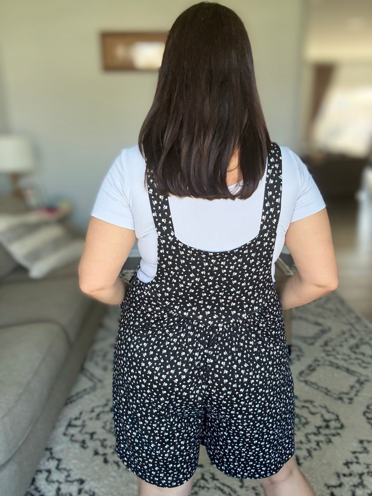 BOMBOM Floral Print Overalls with Pockets