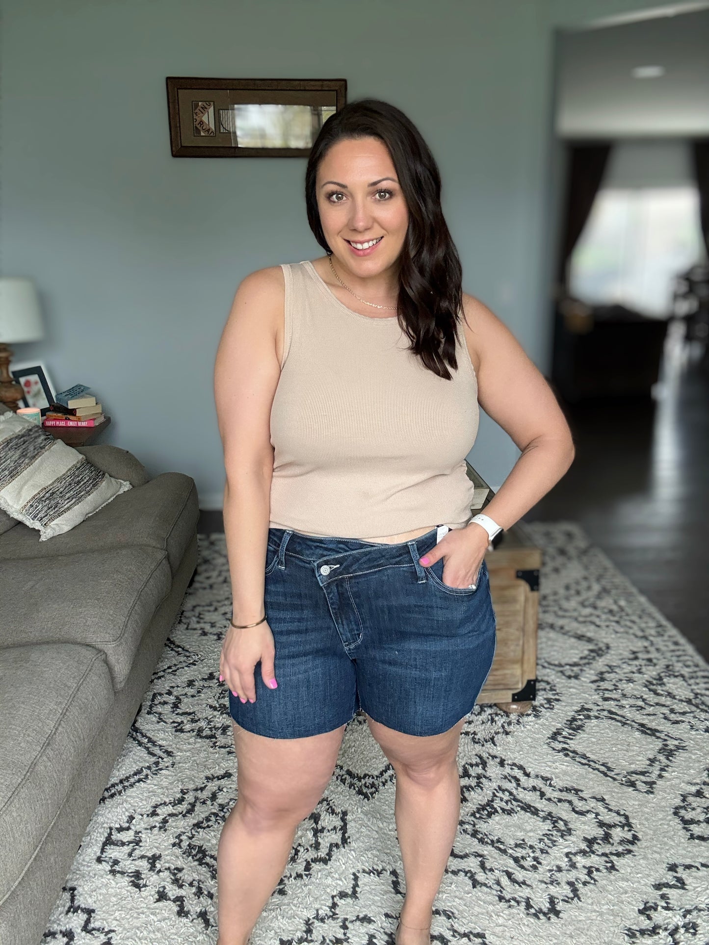 Judy Blue Chrissy High Waist Criss-Cross Waist Denim Shorts
