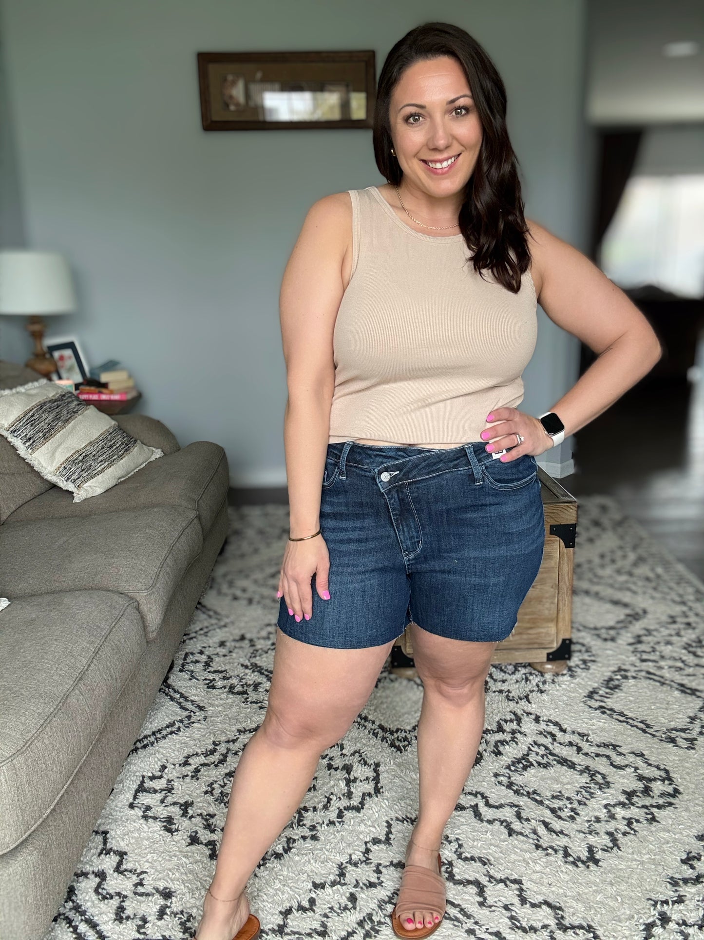 Judy Blue Chrissy High Waist Criss-Cross Waist Denim Shorts