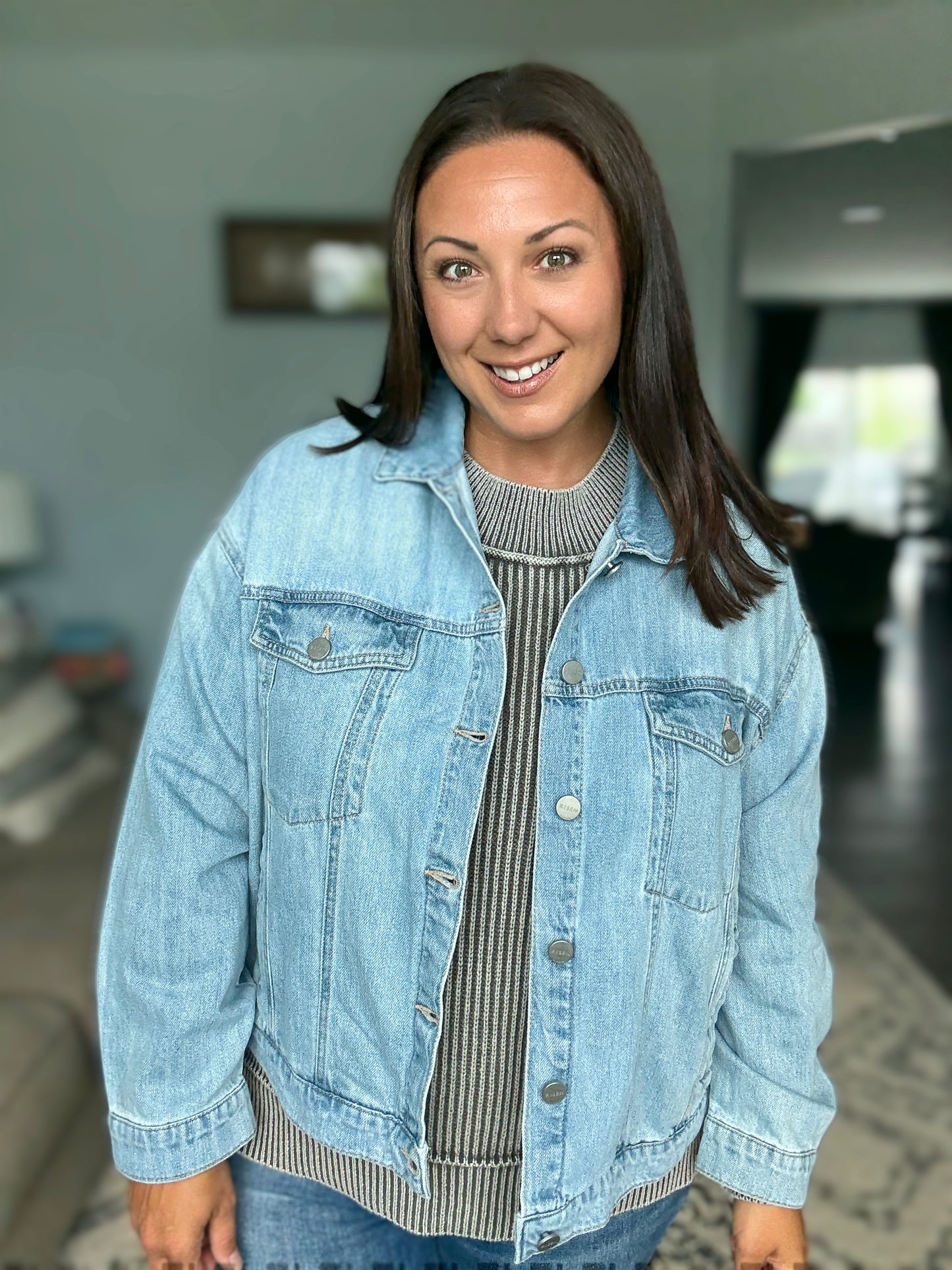 RISEN Washed Dropped Shoulder Denim Jacket