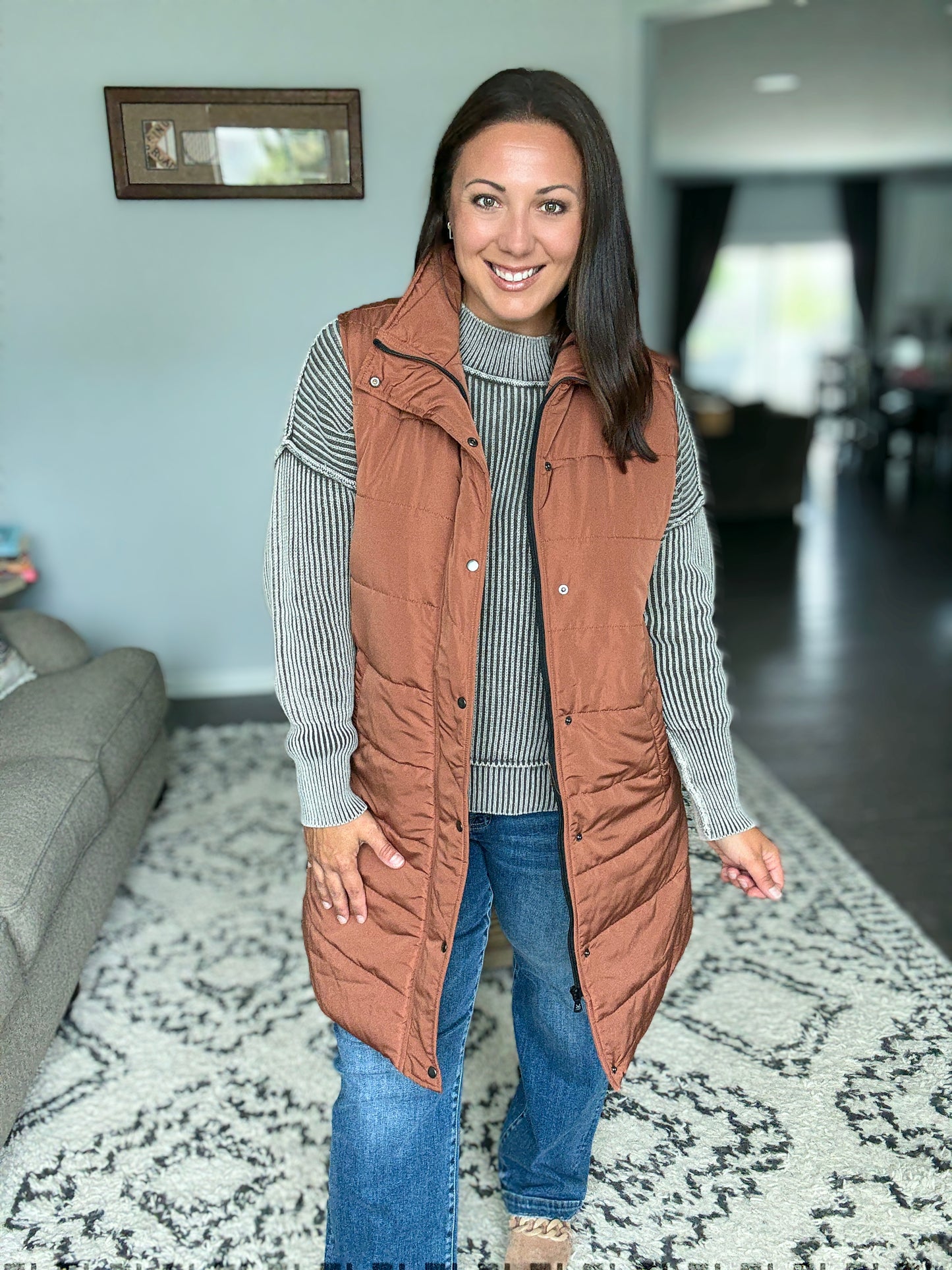Zenana Washed Side Slit Oversized Sweater in Mocha