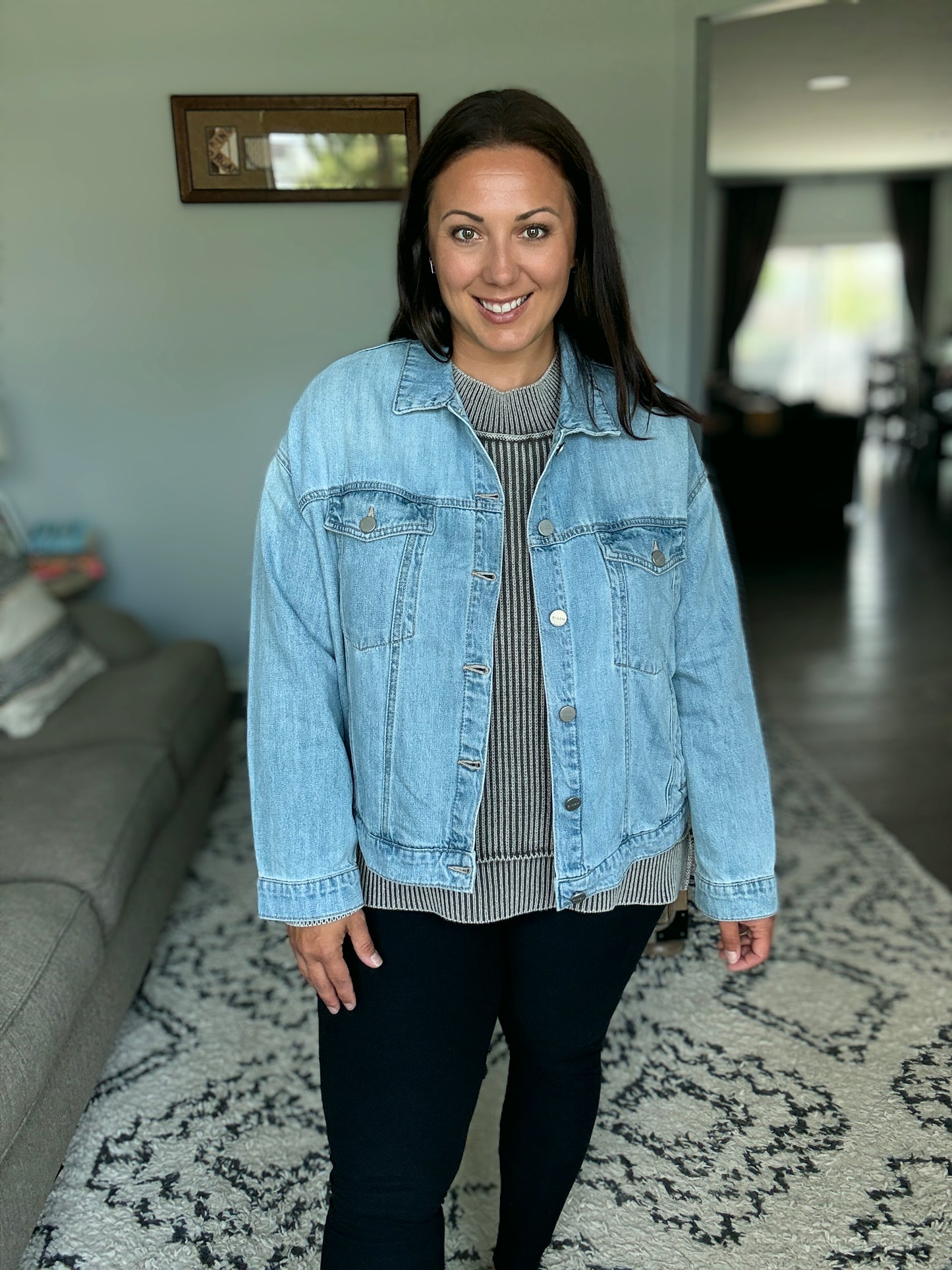 RISEN Washed Dropped Shoulder Denim Jacket