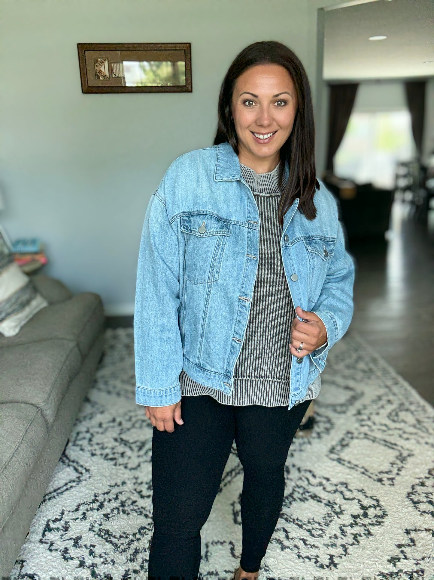 RISEN Washed Dropped Shoulder Denim Jacket