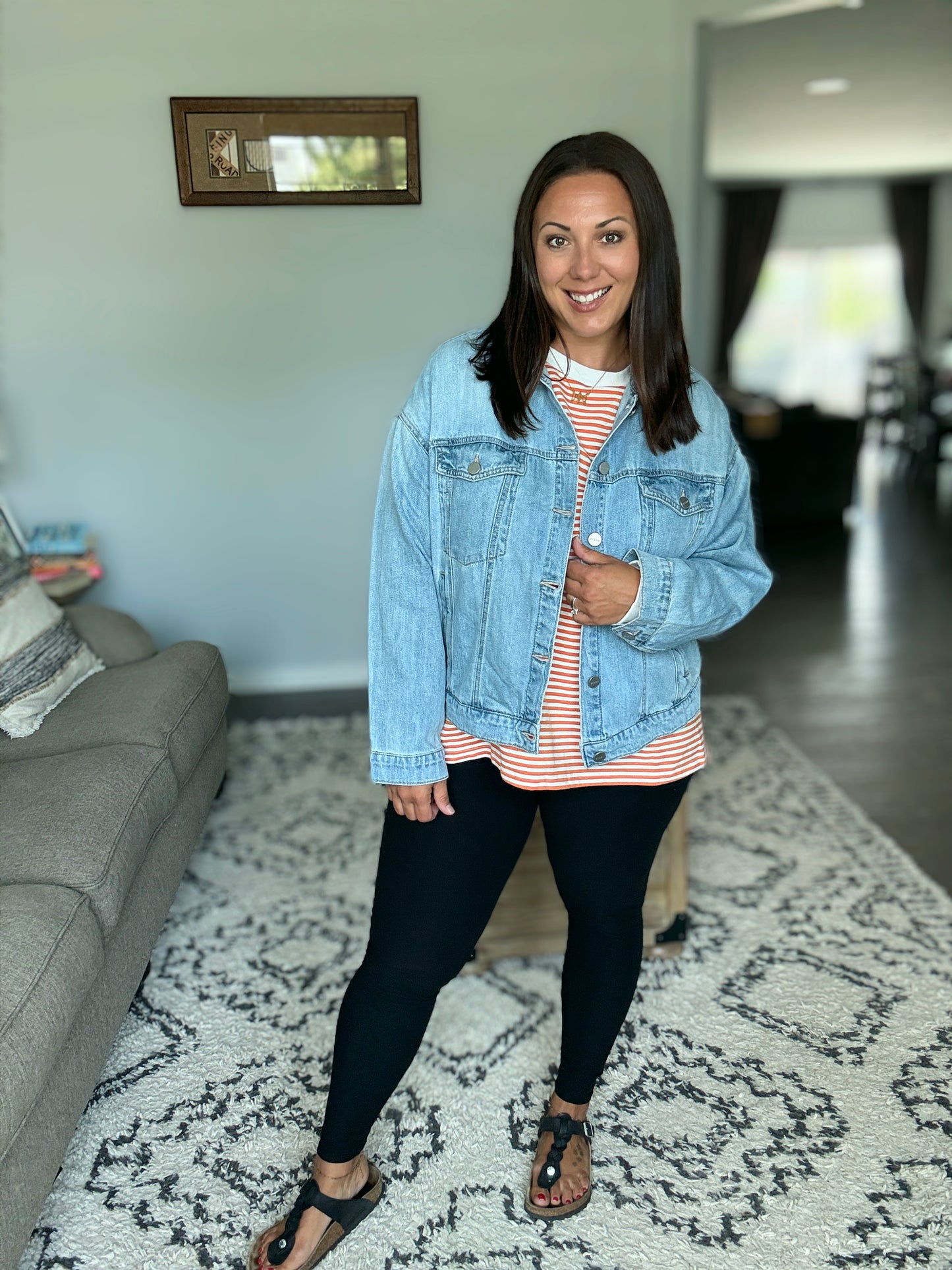 RISEN Washed Dropped Shoulder Denim Jacket