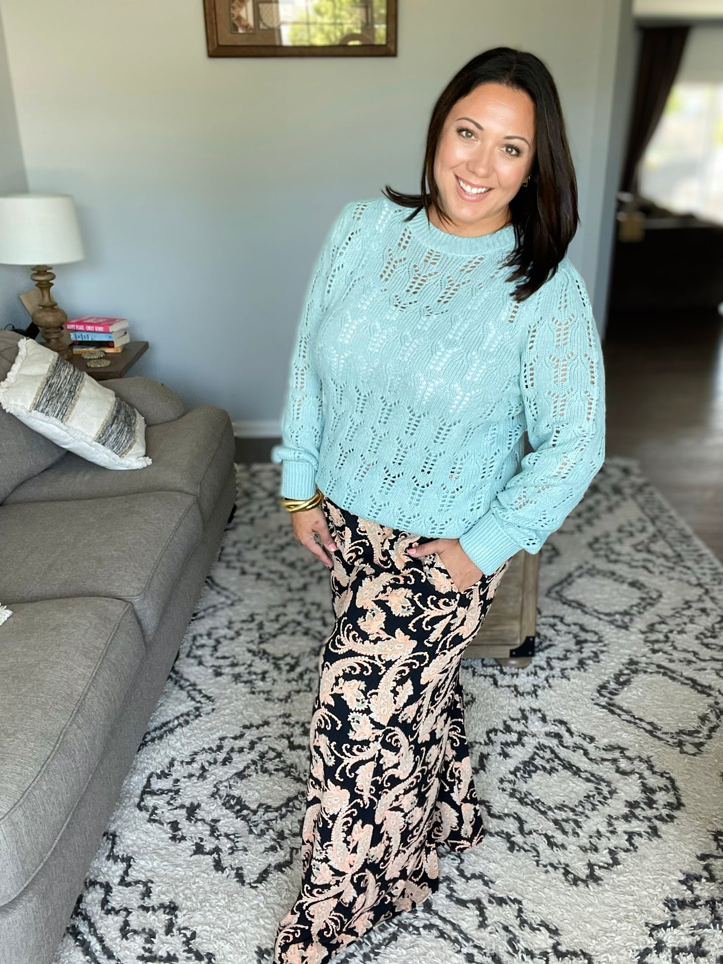 Hole In One Sheer Pointelle Knit Sweater