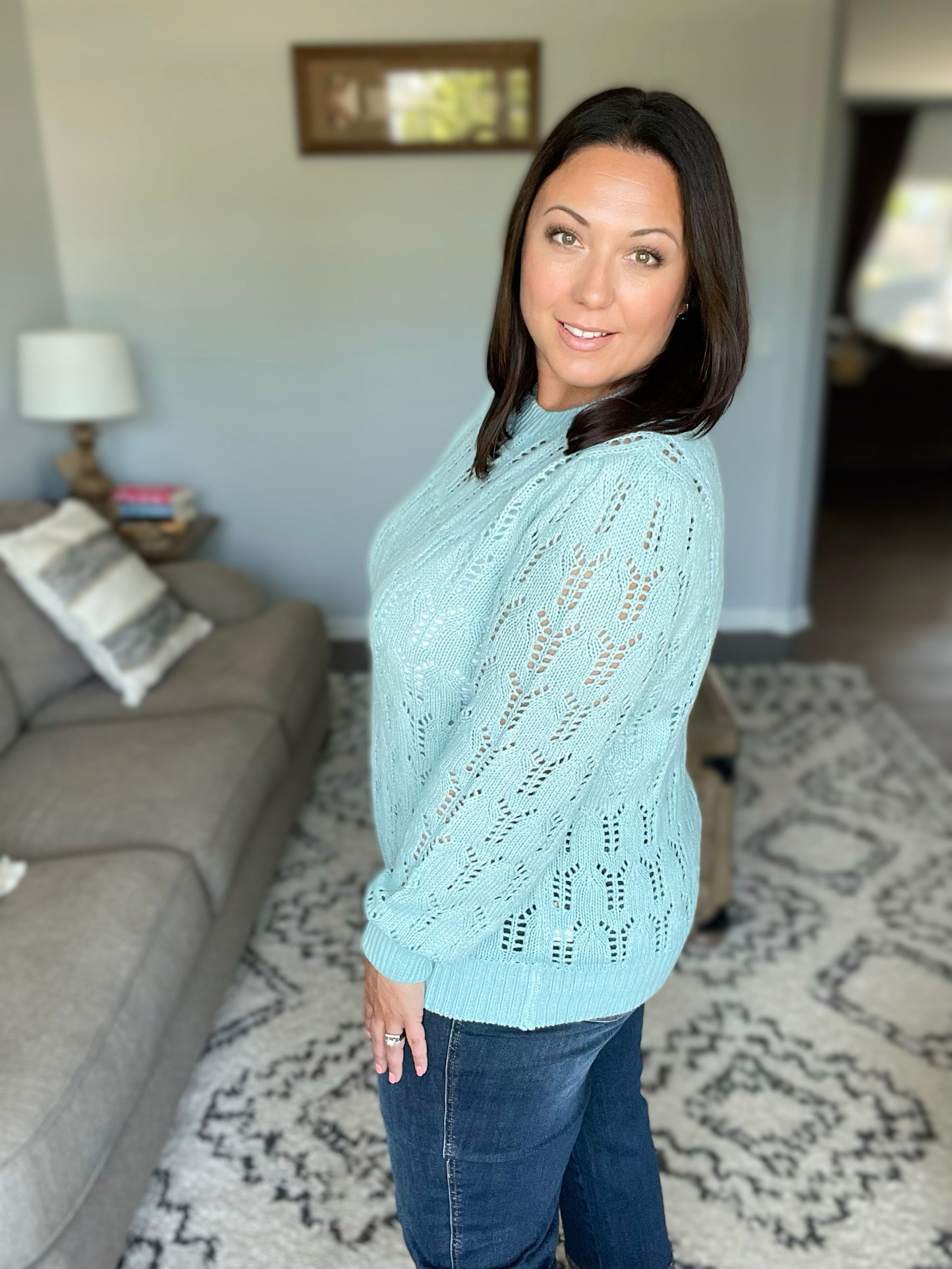 Hole In One Sheer Pointelle Knit Sweater