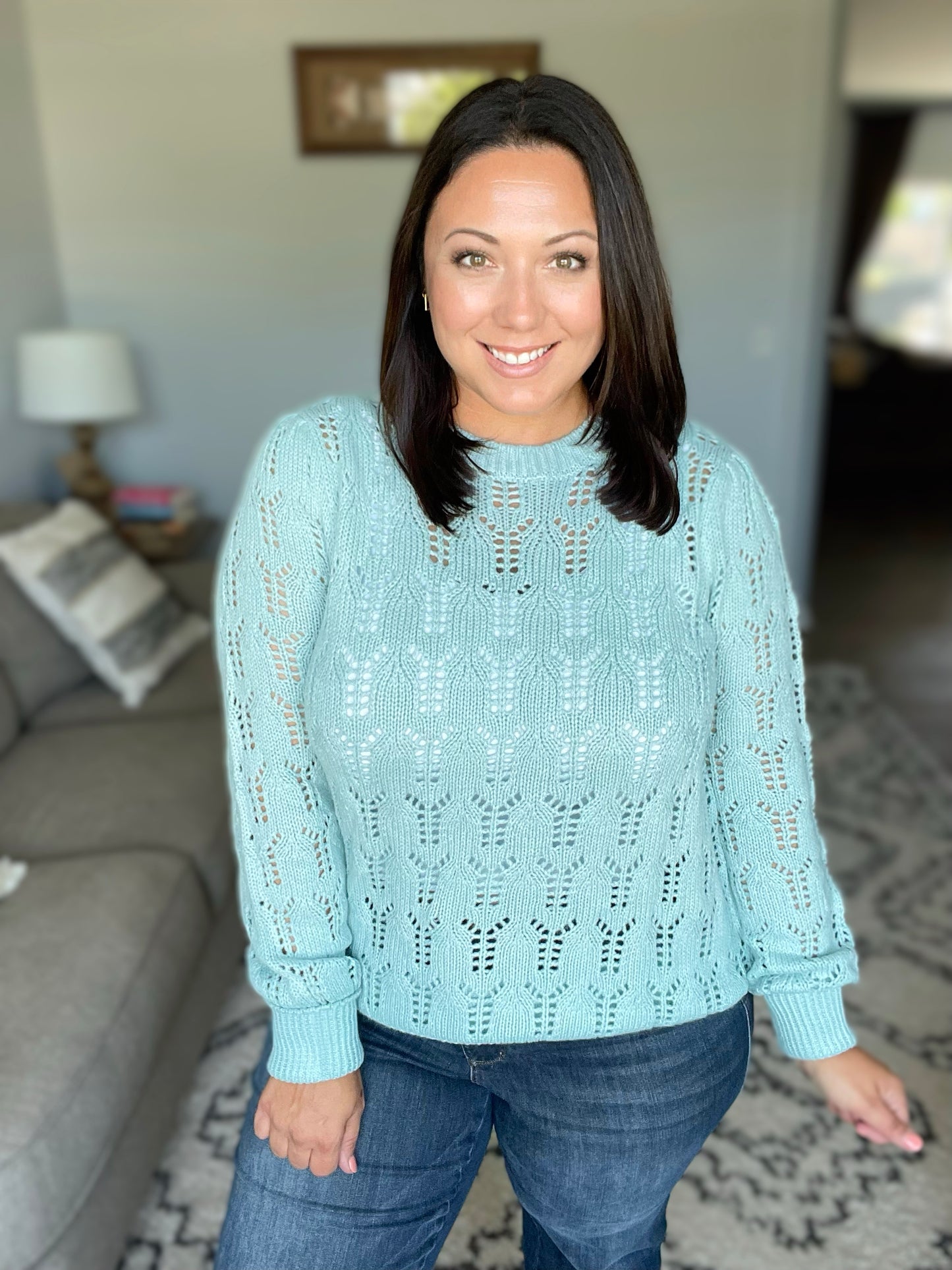 Hole In One Sheer Pointelle Knit Sweater