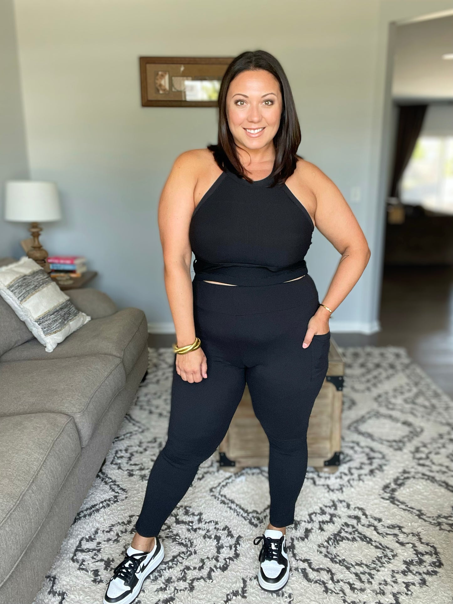 JuliaRose Luxe Full Length Leggings with Pockets in Black