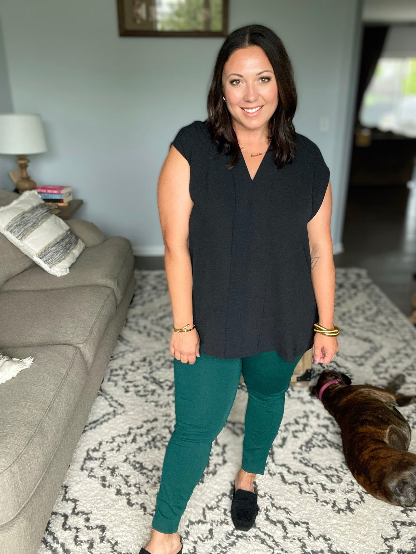 Magic Skinny 28" Pants in Hunter Green