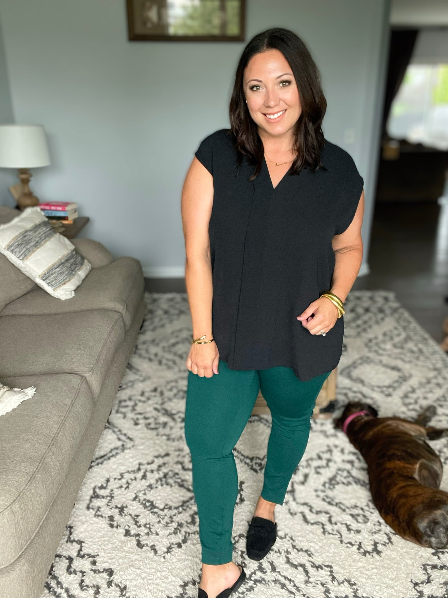 Magic Skinny 28" Pants in Hunter Green