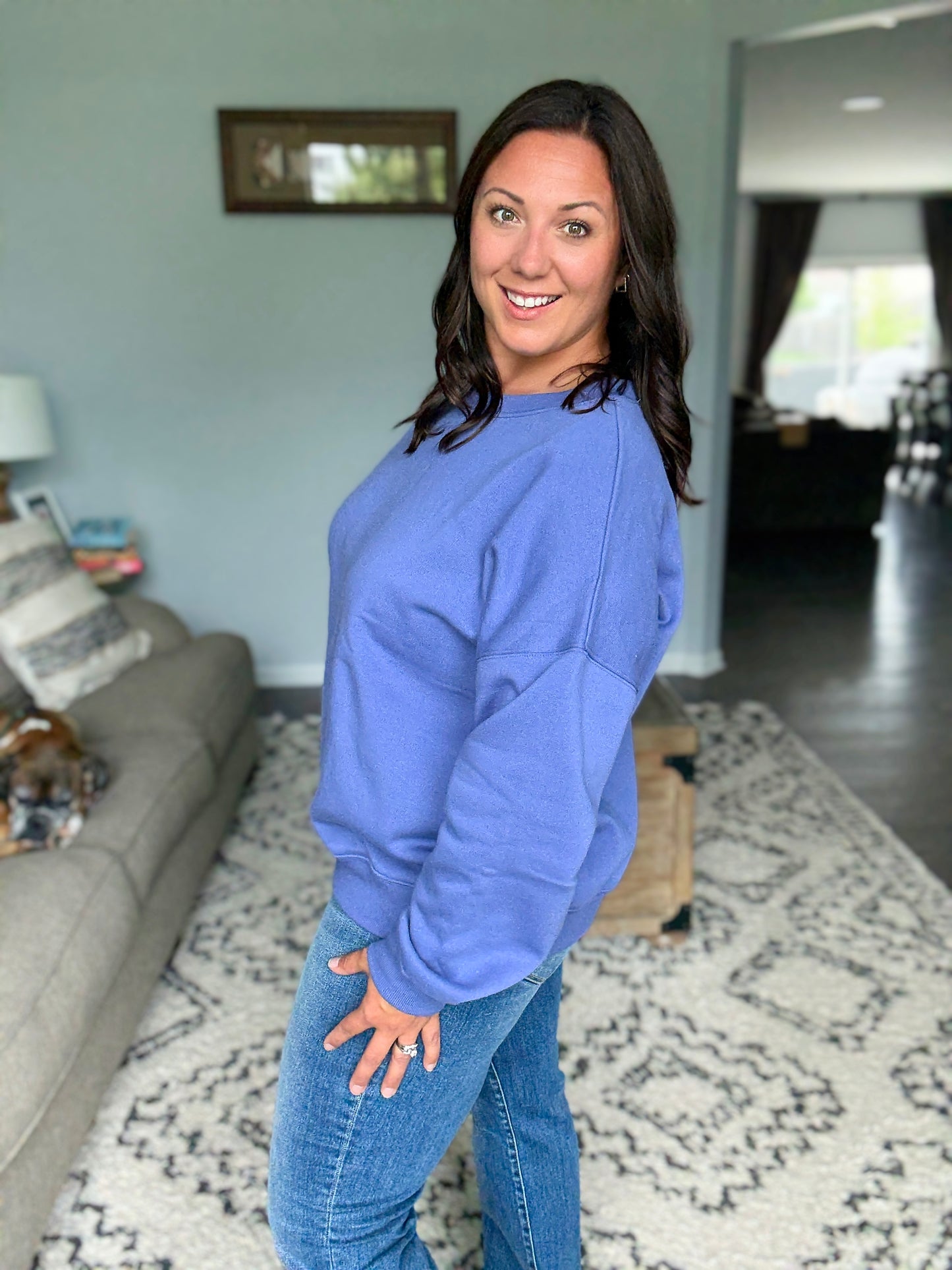 Zenana Full Size Fleece Drop Shoulder Sweatshirt in Marlin