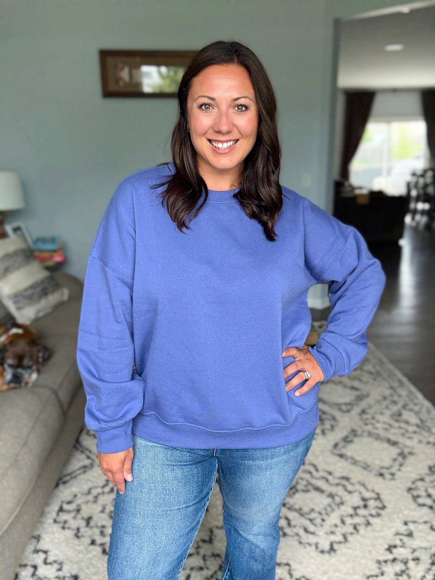 Zenana Full Size Fleece Drop Shoulder Sweatshirt in Marlin