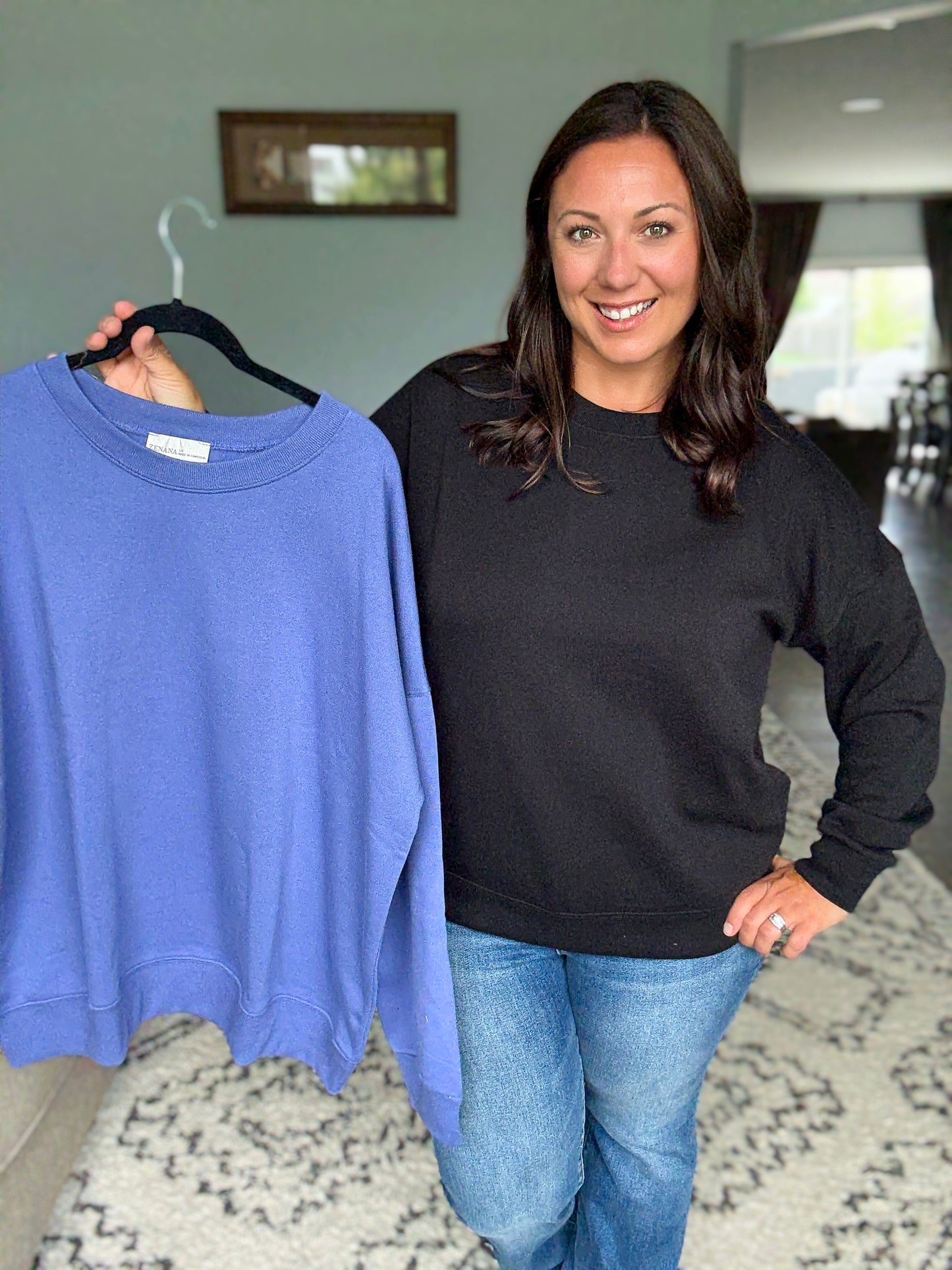 Zenana Full Size Fleece Drop Shoulder Sweatshirt in Marlin