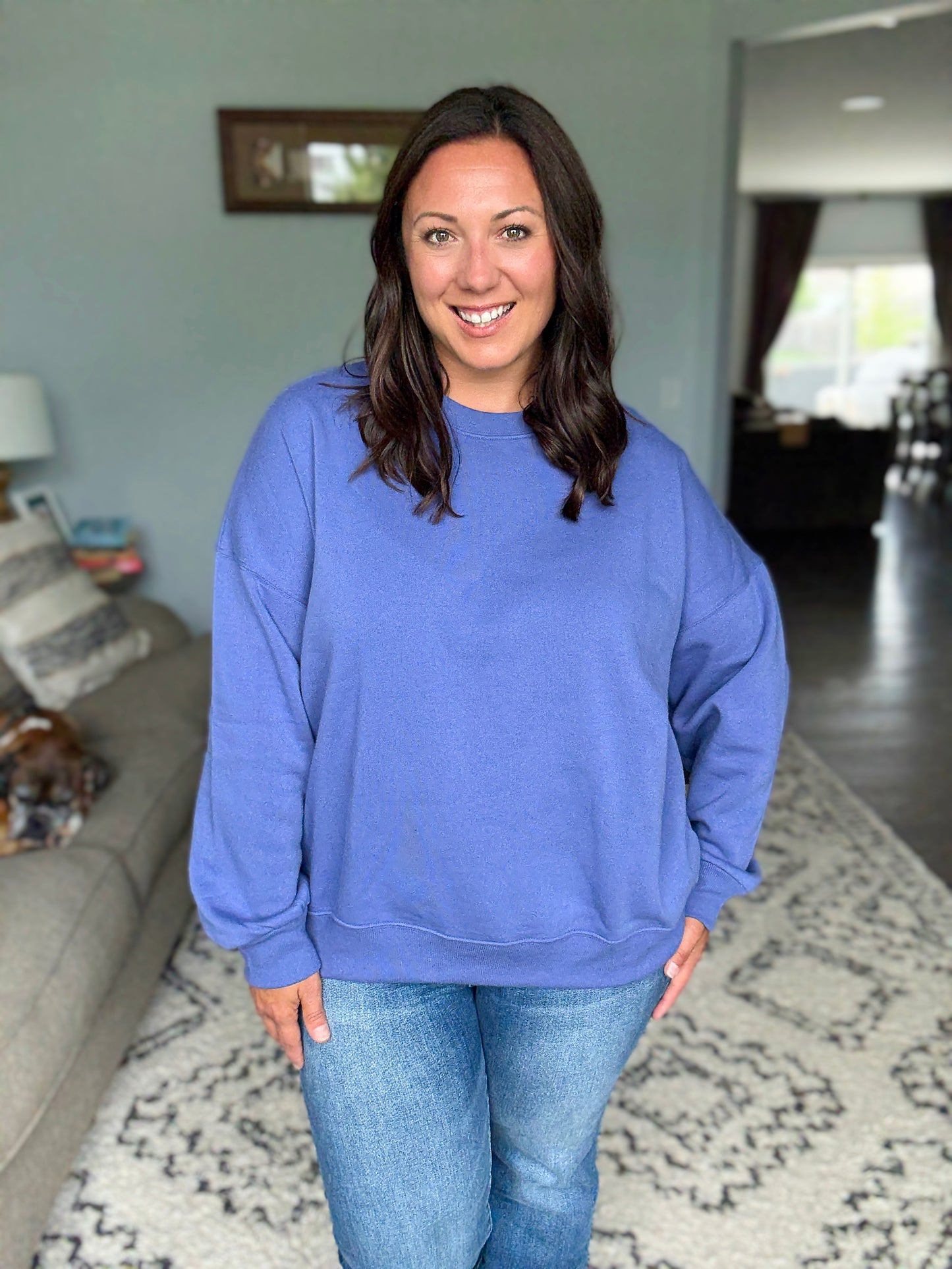 Zenana Full Size Fleece Drop Shoulder Sweatshirt in Marlin
