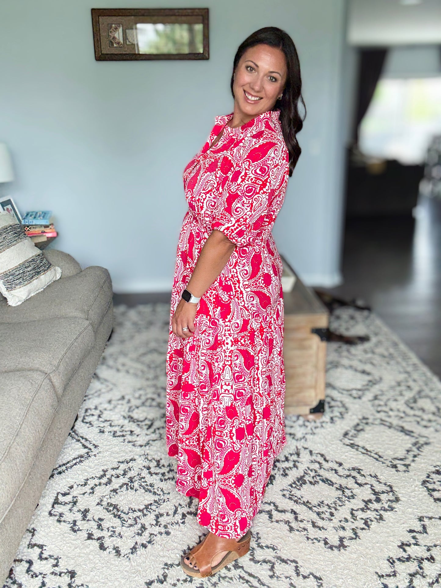 Strolling By Floral Maxi Dress in Pink and Red