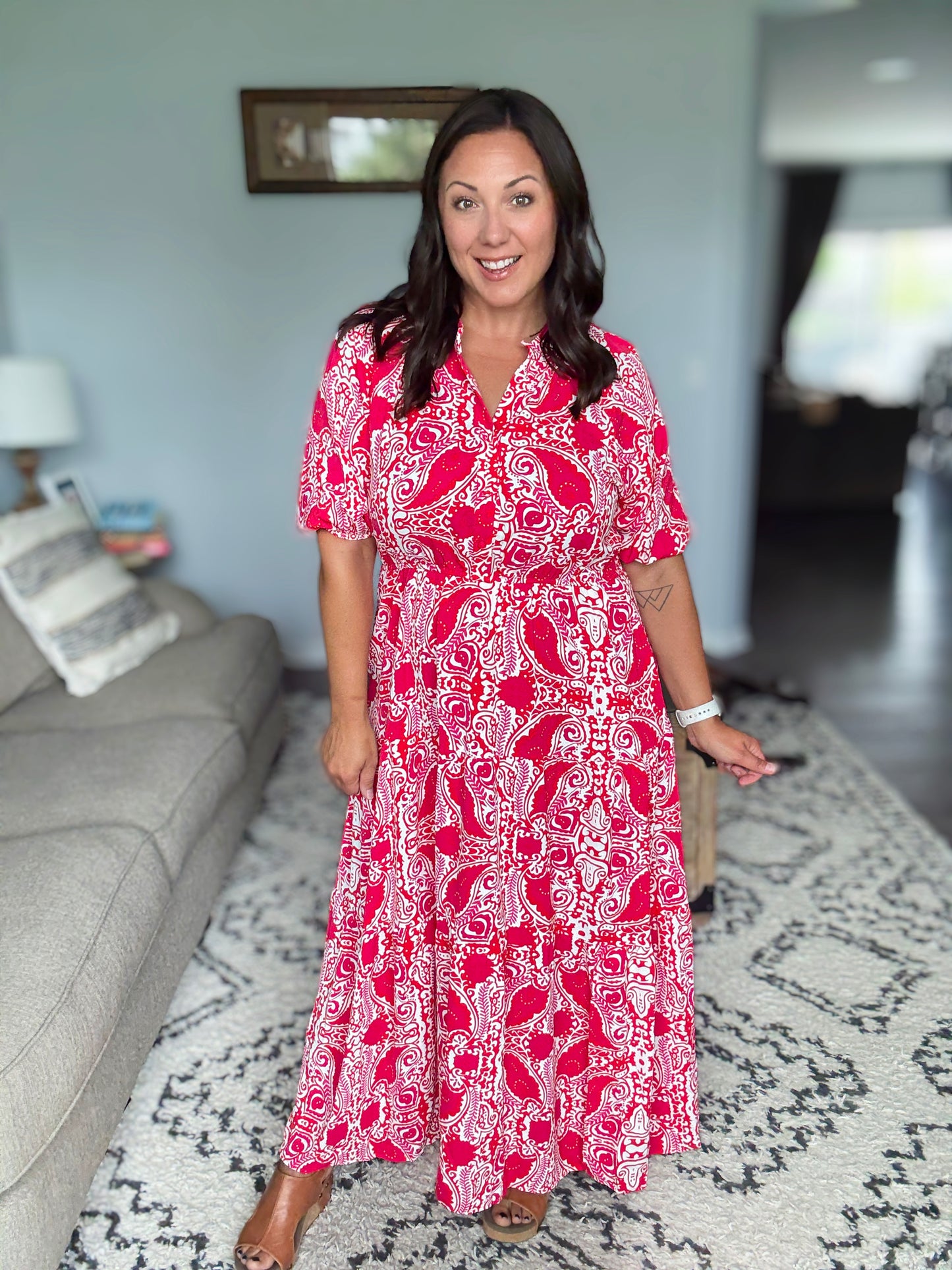 Strolling By Floral Maxi Dress in Pink and Red