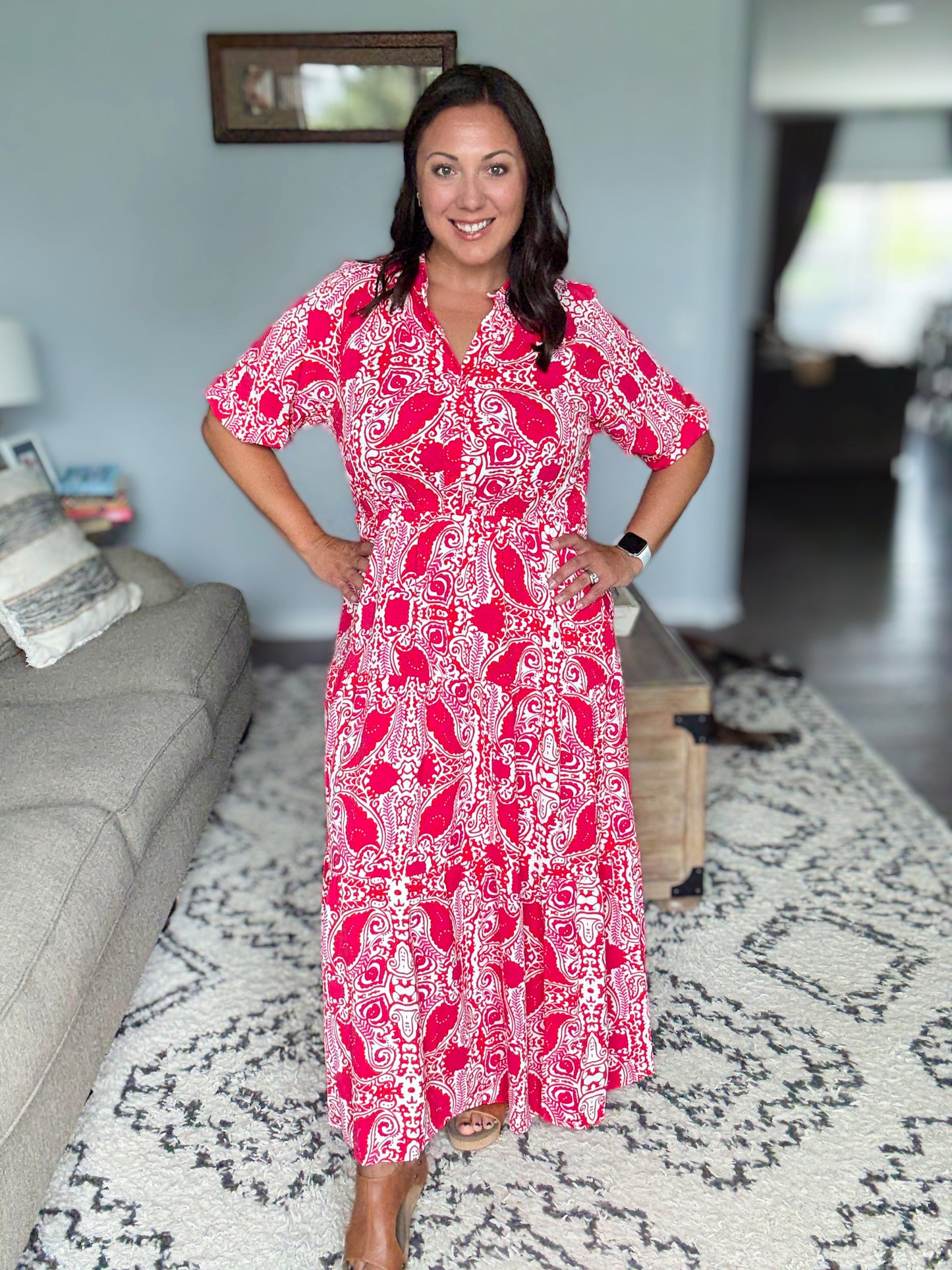 Strolling By Floral Maxi Dress in Pink and Red