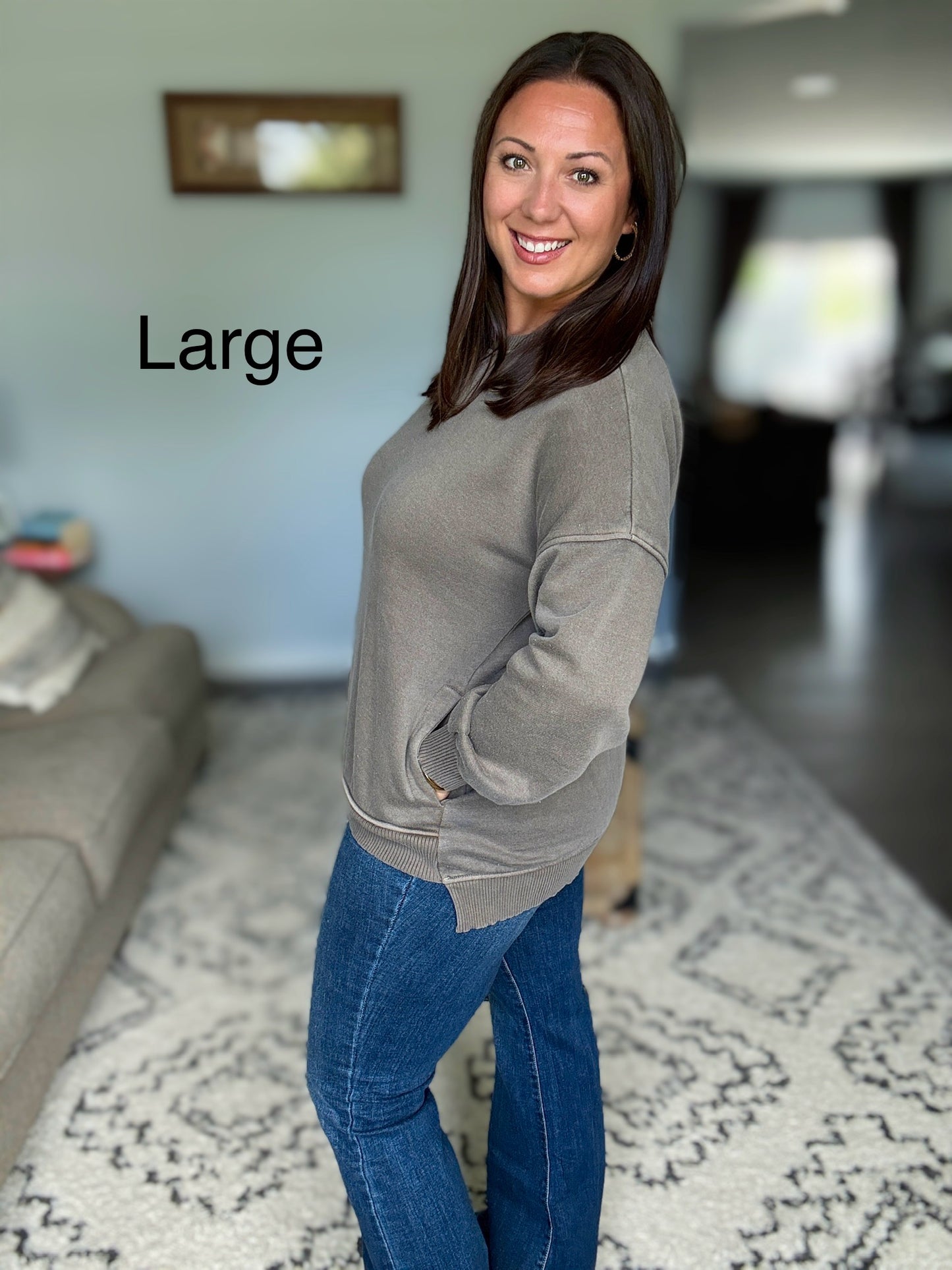 Talk Cozy to Me Stepped Hem Pullover in Brown
