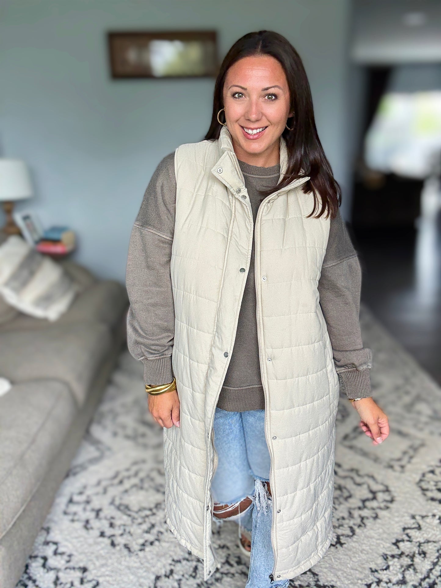 Talk Cozy to Me Stepped Hem Pullover in Brown