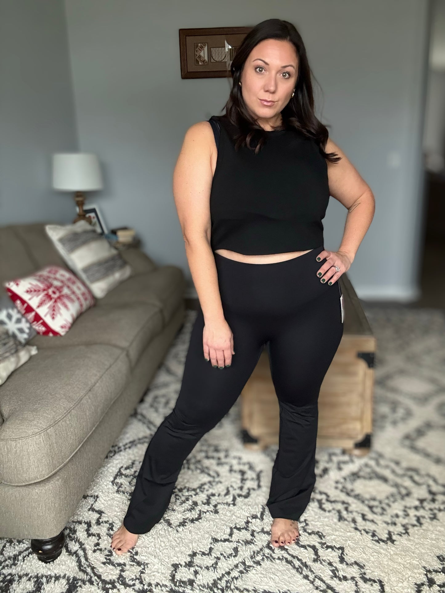 Fallon Flare Suck and Tuck Leggings in Black