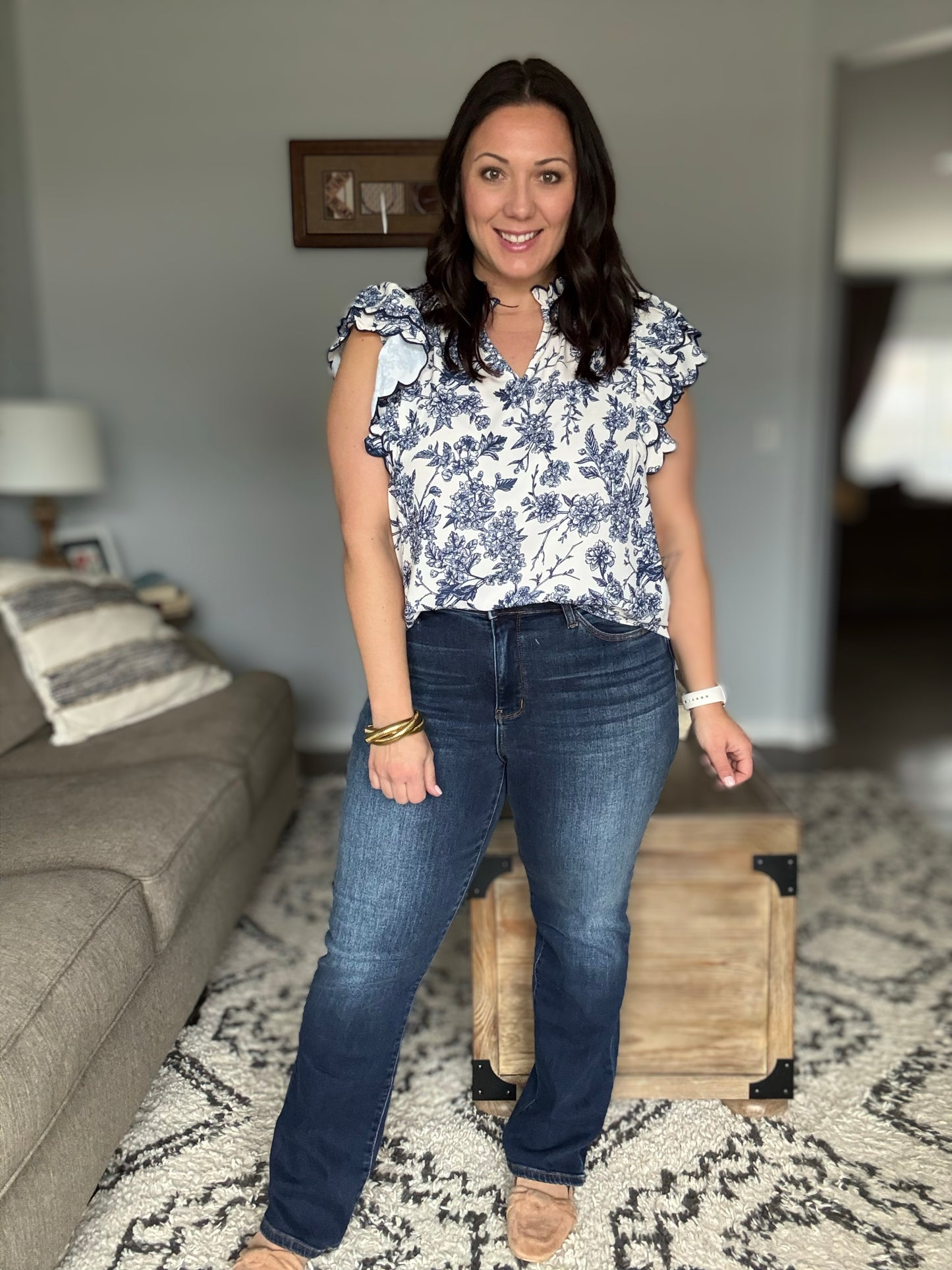 Judy Blue Dark Wash High Rise Thermal Straight Leg Jeans