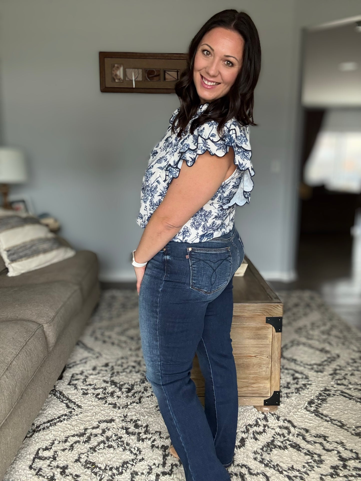 Judy Blue Dark Wash High Rise Thermal Straight Leg Jeans