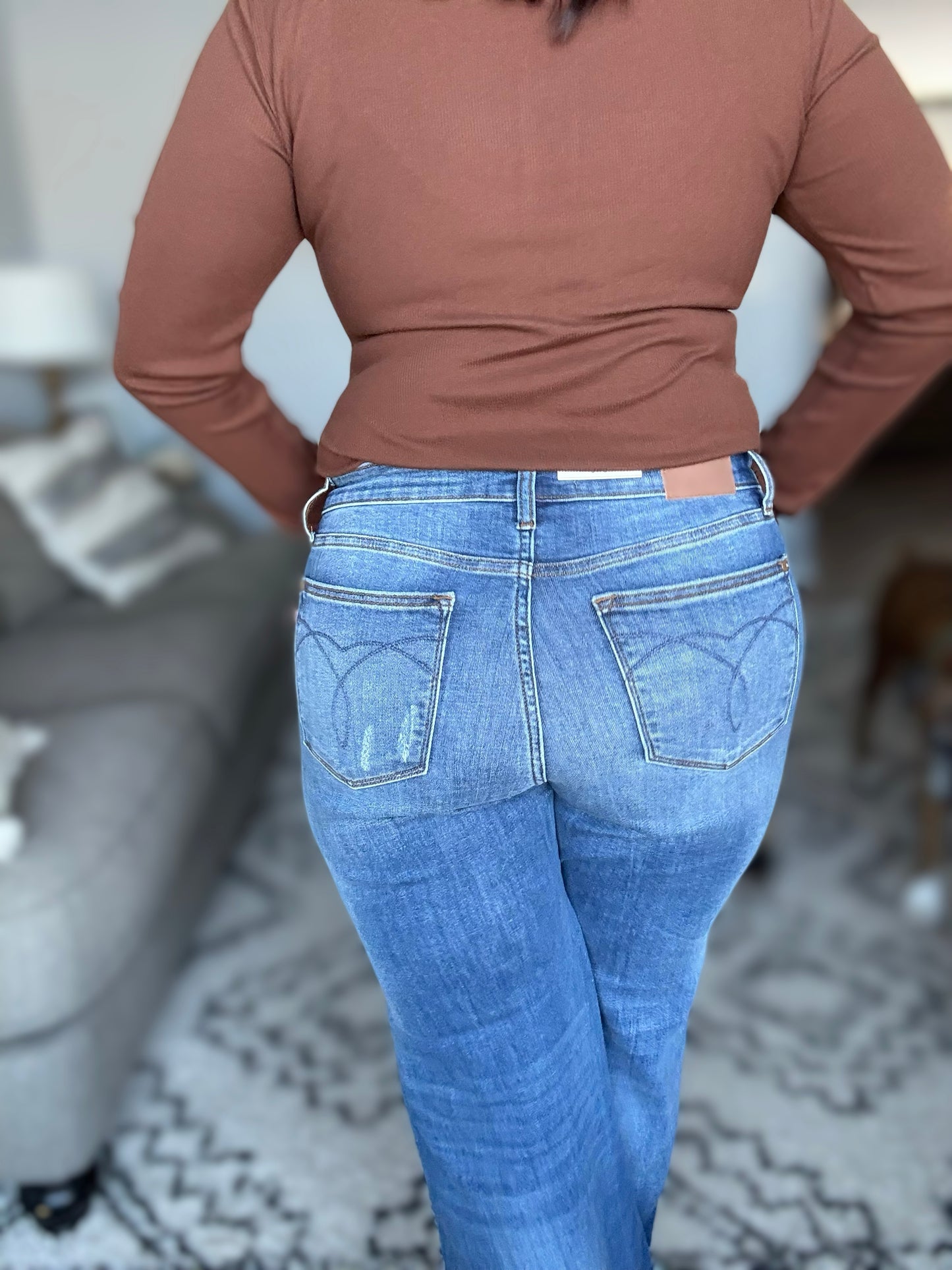Judy Blue Distressed High Rise Wide Leg Jeans