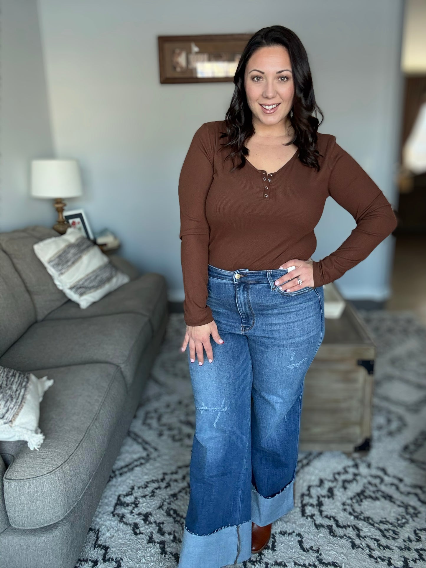 Judy Blue Distressed High Rise Wide Leg Jeans