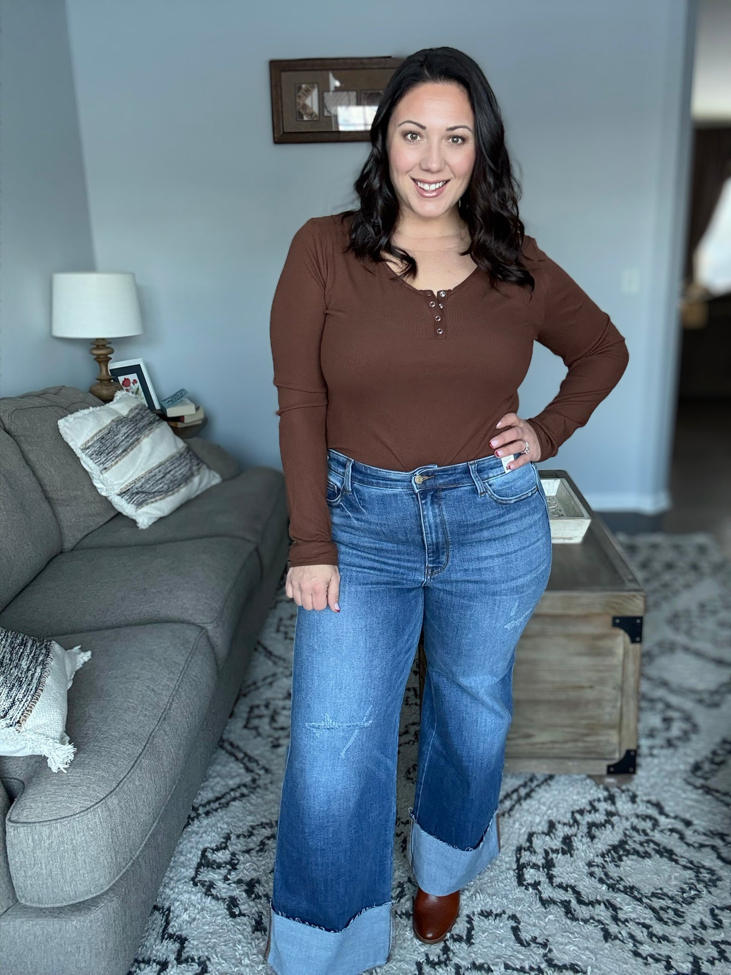 Judy Blue Distressed High Rise Wide Leg Jeans