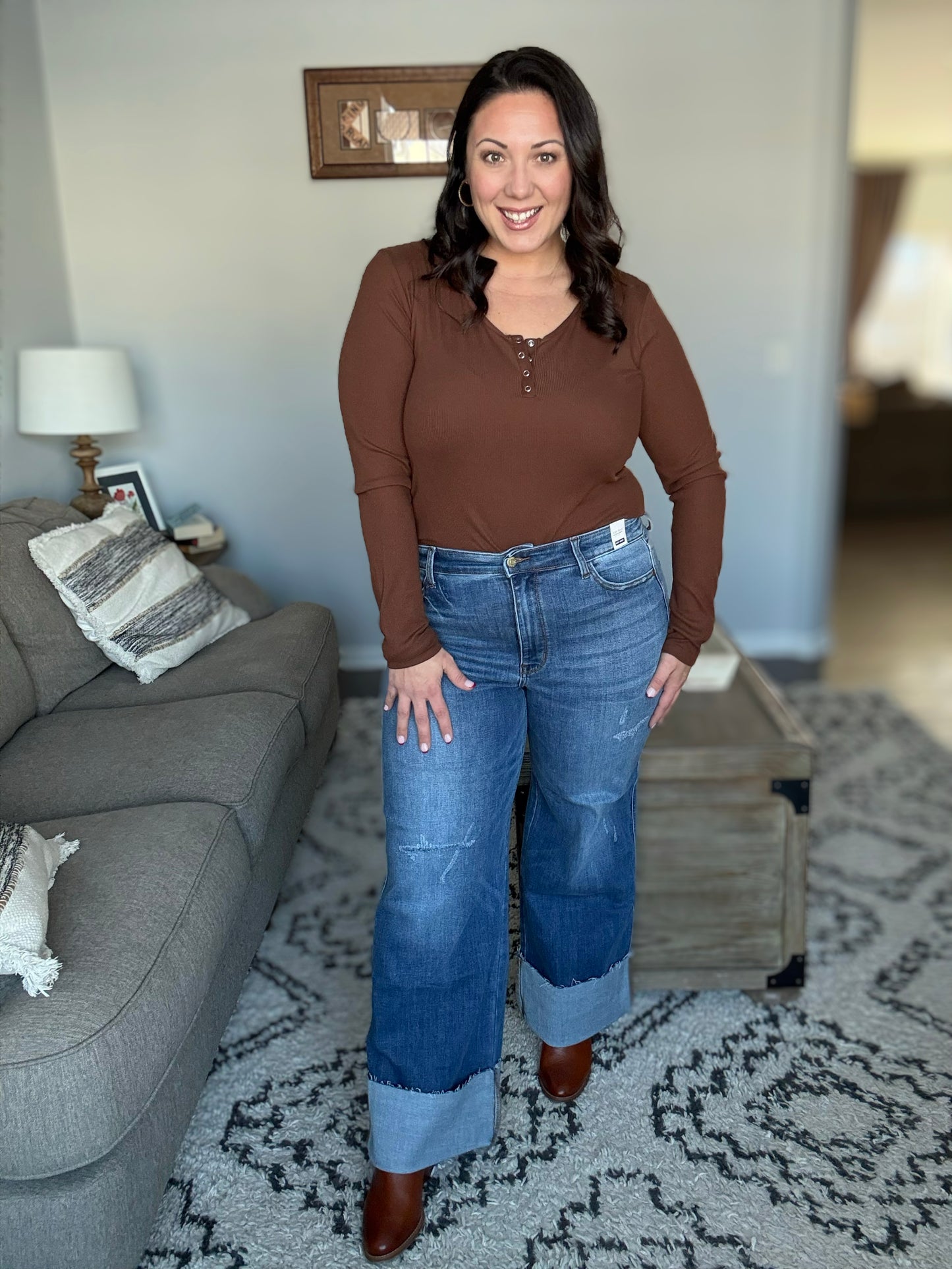 Judy Blue Distressed High Rise Wide Leg Jeans