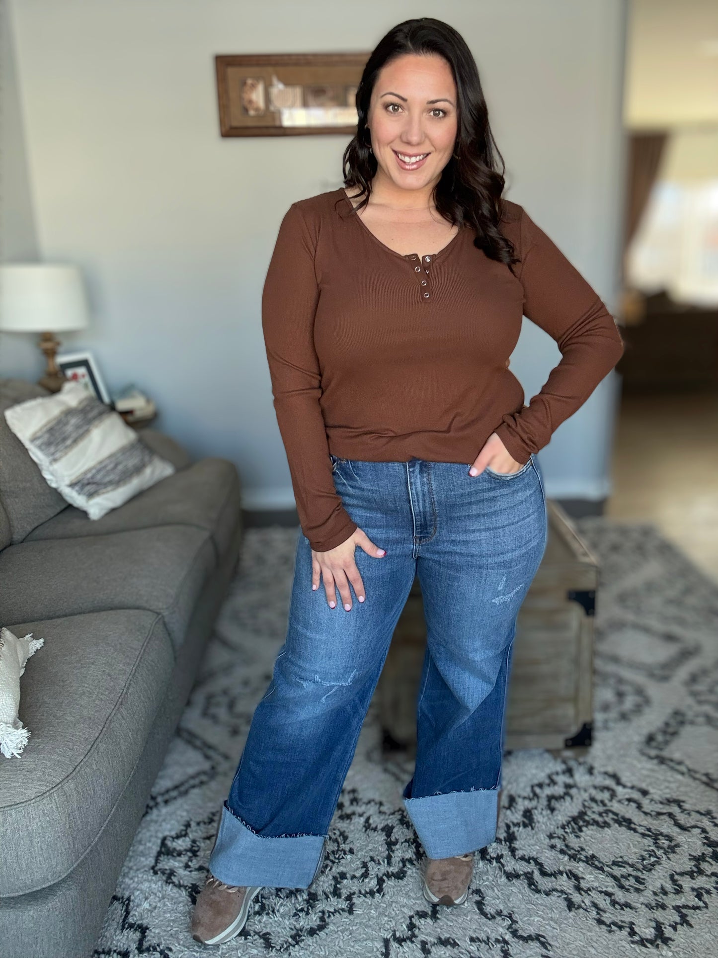 Judy Blue Distressed High Rise Wide Leg Jeans