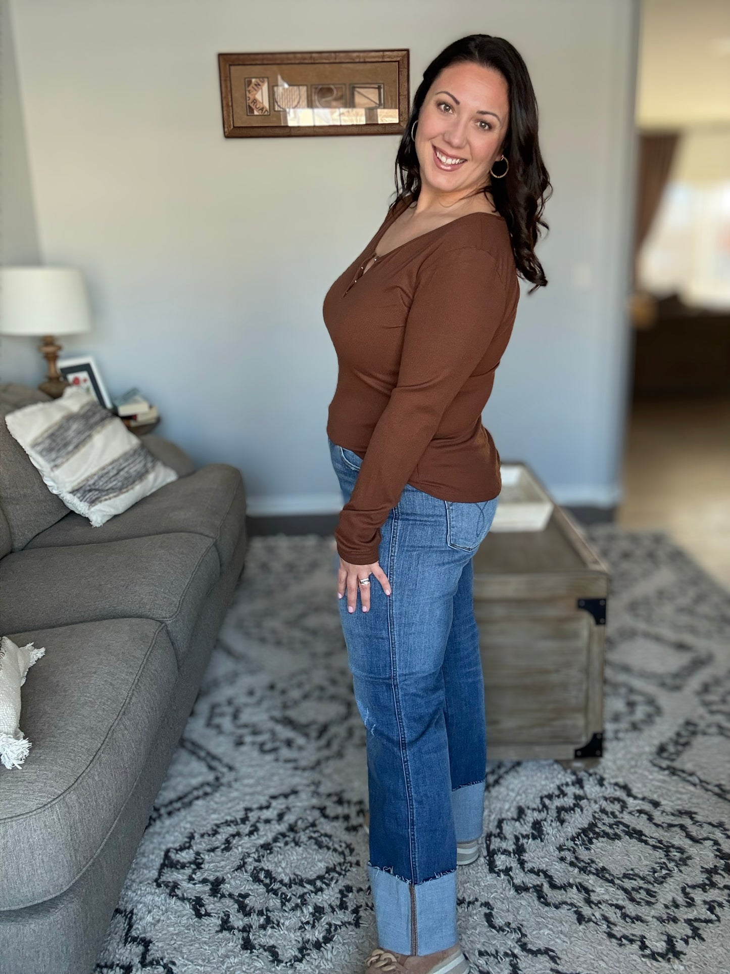 Judy Blue Distressed High Rise Wide Leg Jeans
