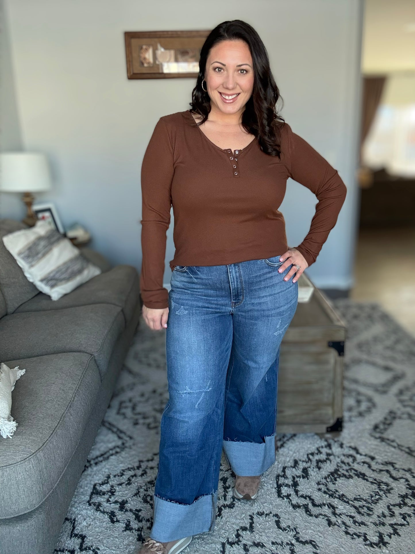 Judy Blue Distressed High Rise Wide Leg Jeans