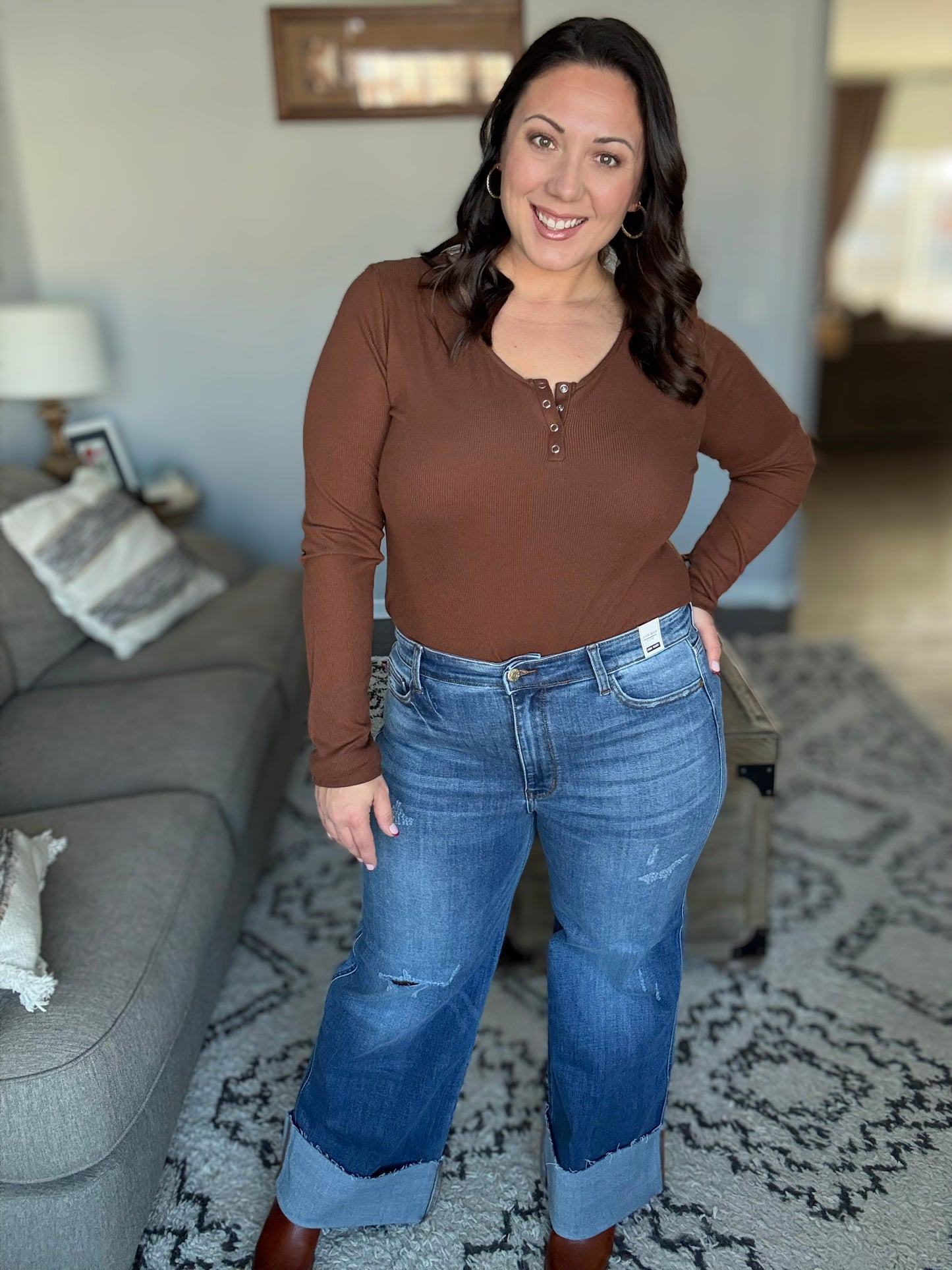 Judy Blue Distressed High Rise Wide Leg Jeans