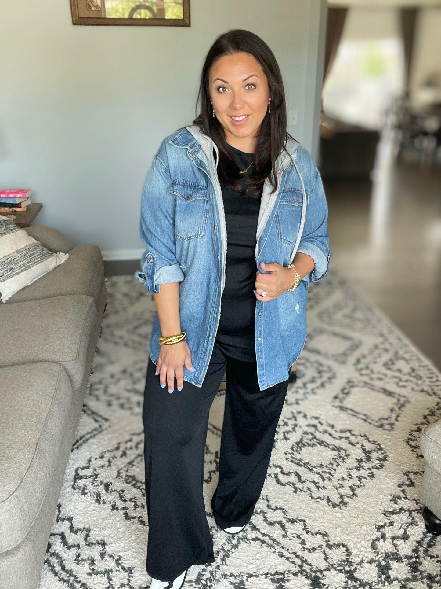 Slinky Short Sleeve Shirt and Wide Leg Pants Set in 4 Colors