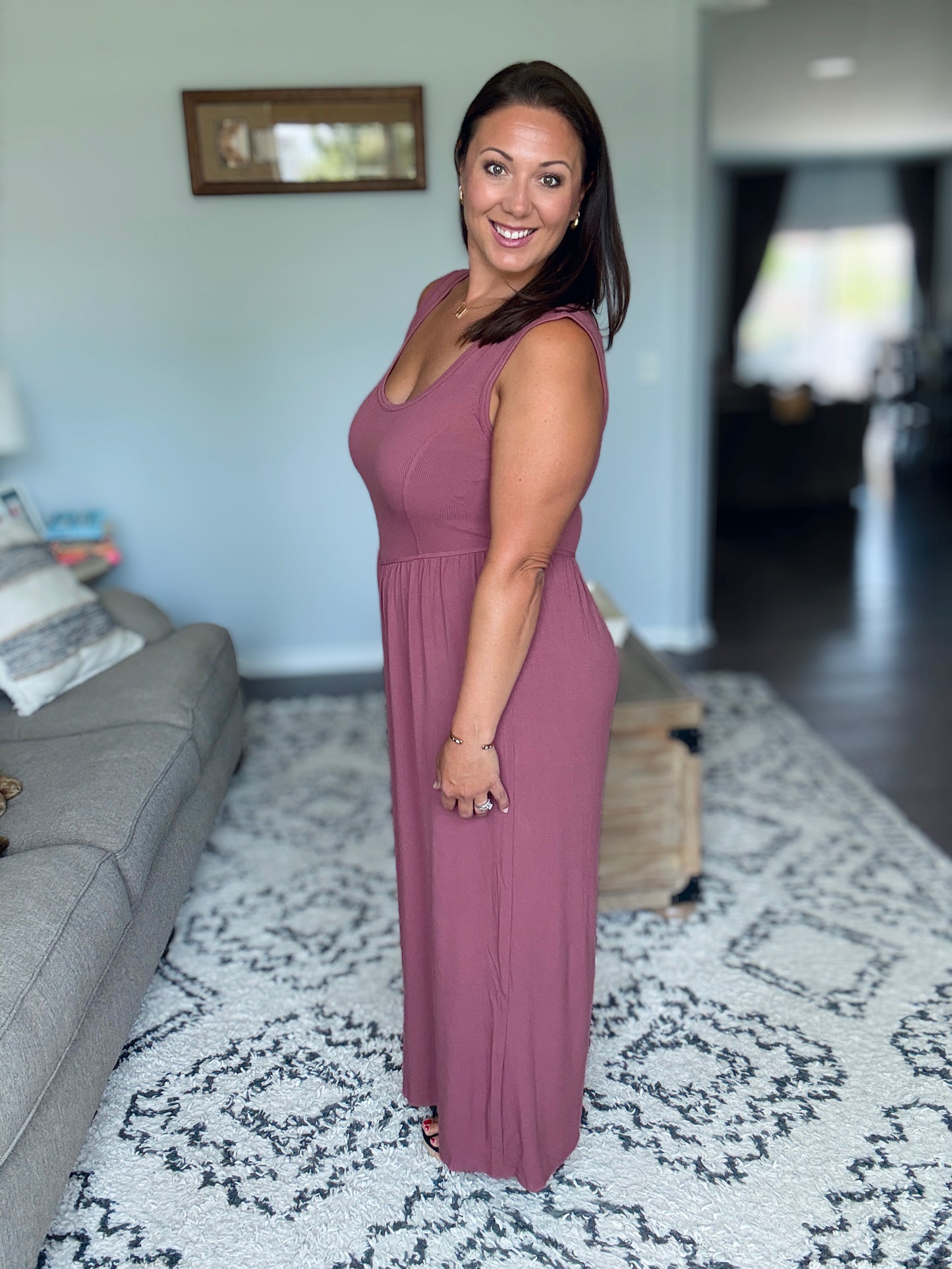 Head to Toe Whoa Gathered Wide Leg Jumpsuit in Mauve